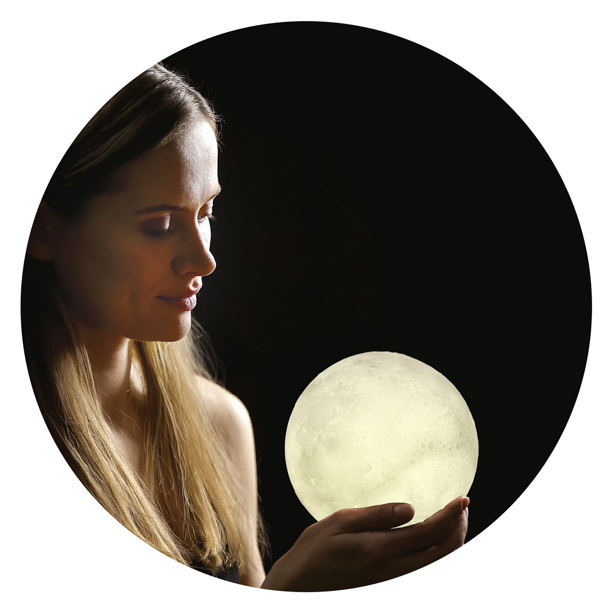 LAMPE TACTILE LUNE RONDE 3D D15CM