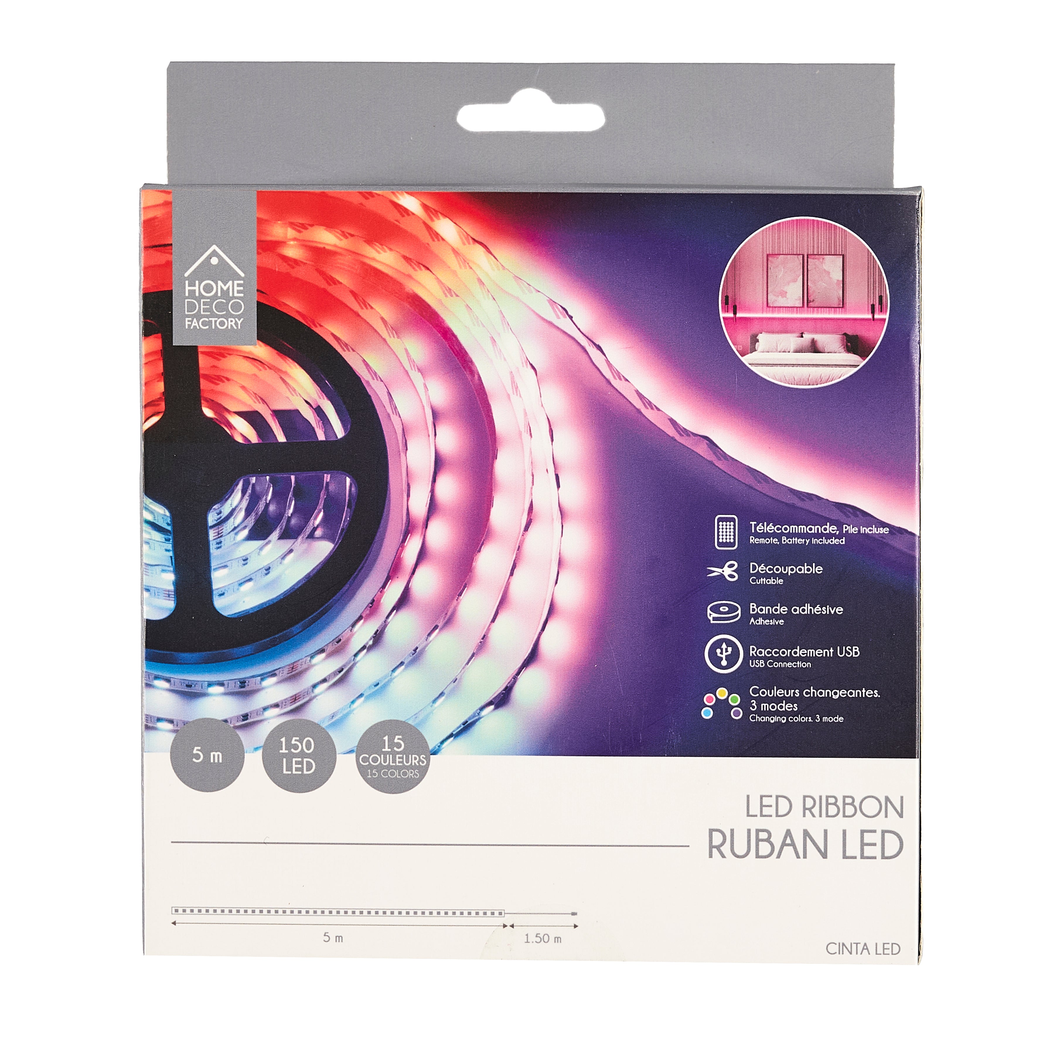 RUBAN RGB 150 LED 5M TELECOMMANDE