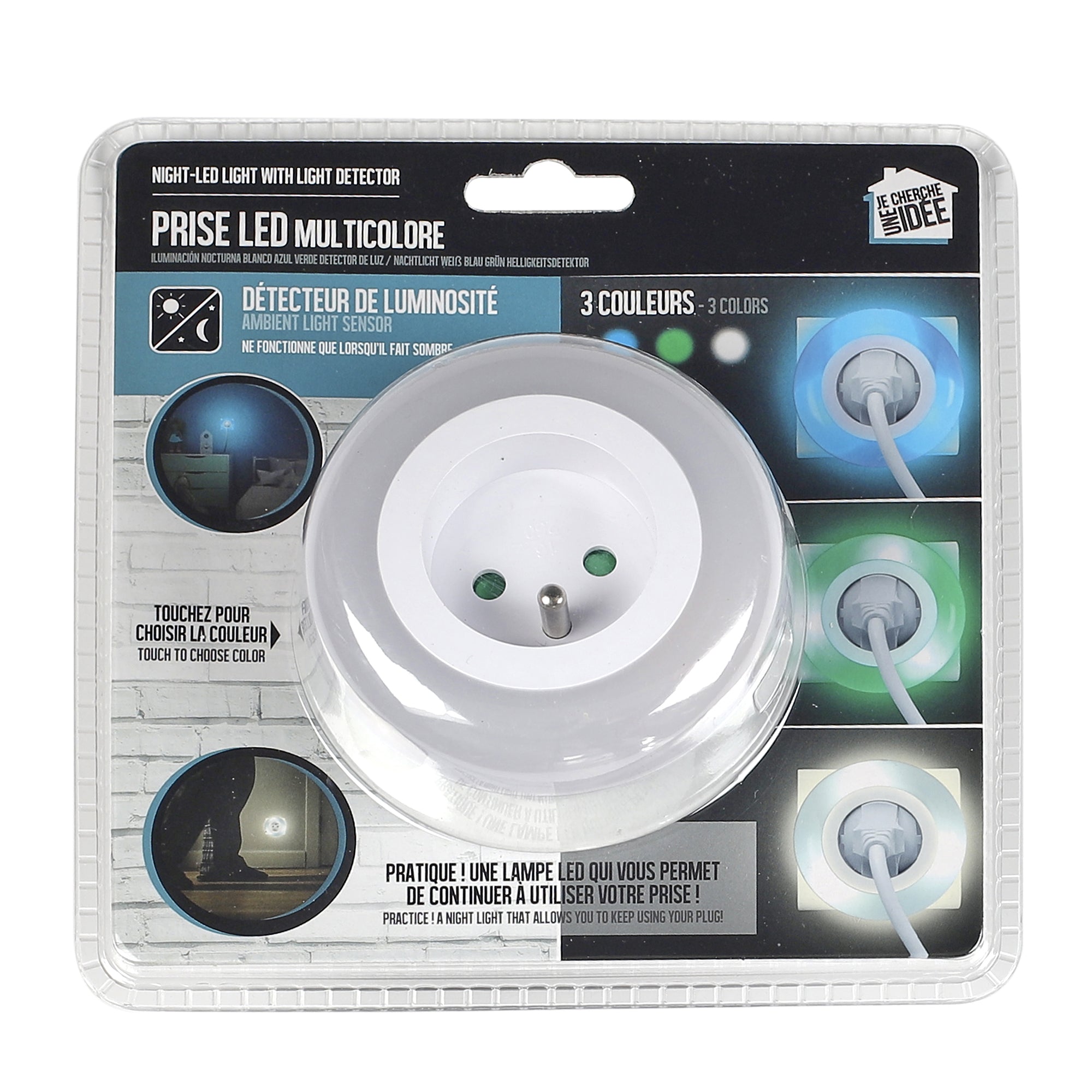VEILLEUSE BLANC BLEU VERT DETECTEUR LUMIERE