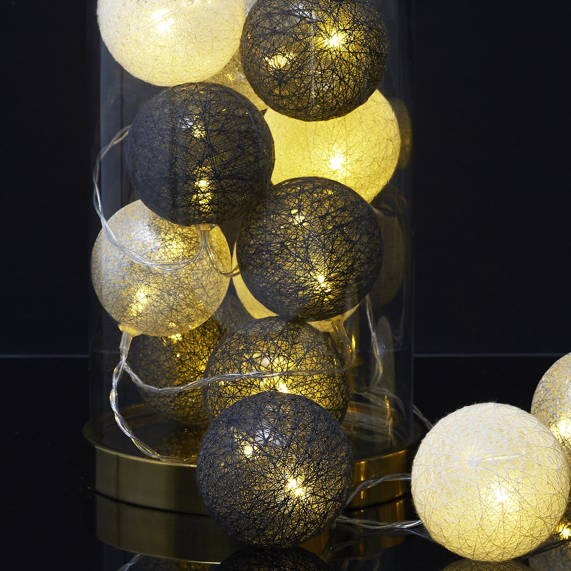GUIRLANDE BOULE USB 15 LED GRIS BLANC BLEU
