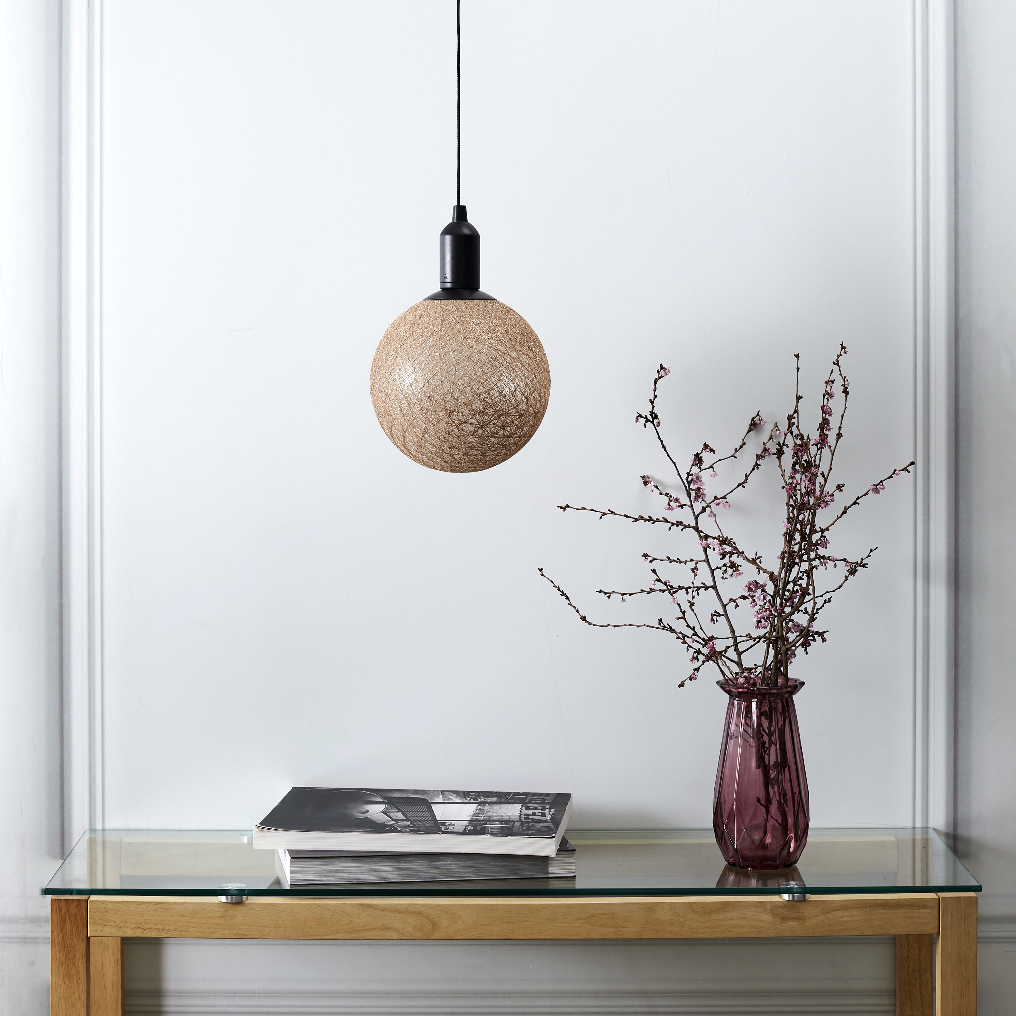 BOULE DECO LUMINEUSE A SUSPENDRE DORE D20CM