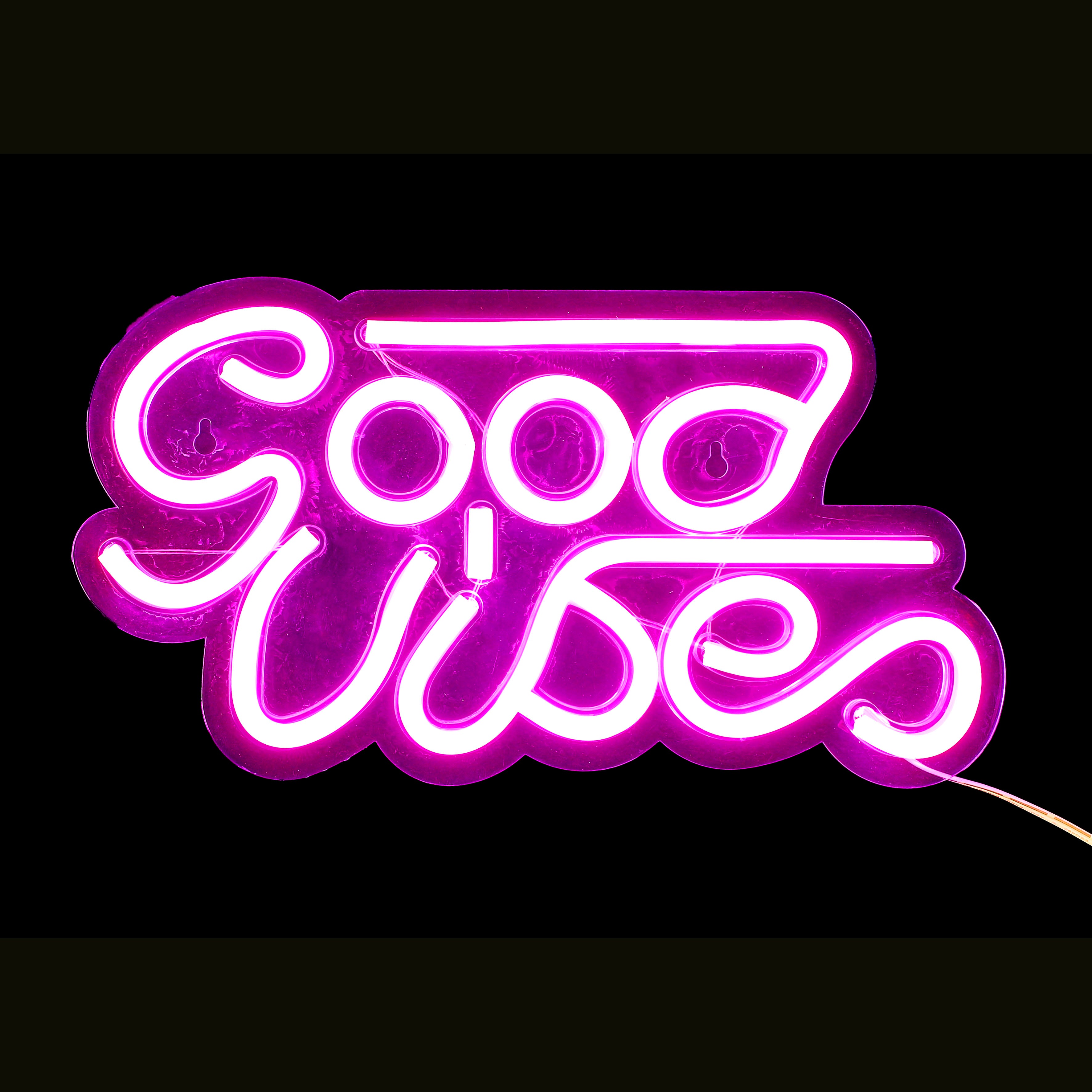 LAMPE LED EFFET NEON GOOD VIBES USB