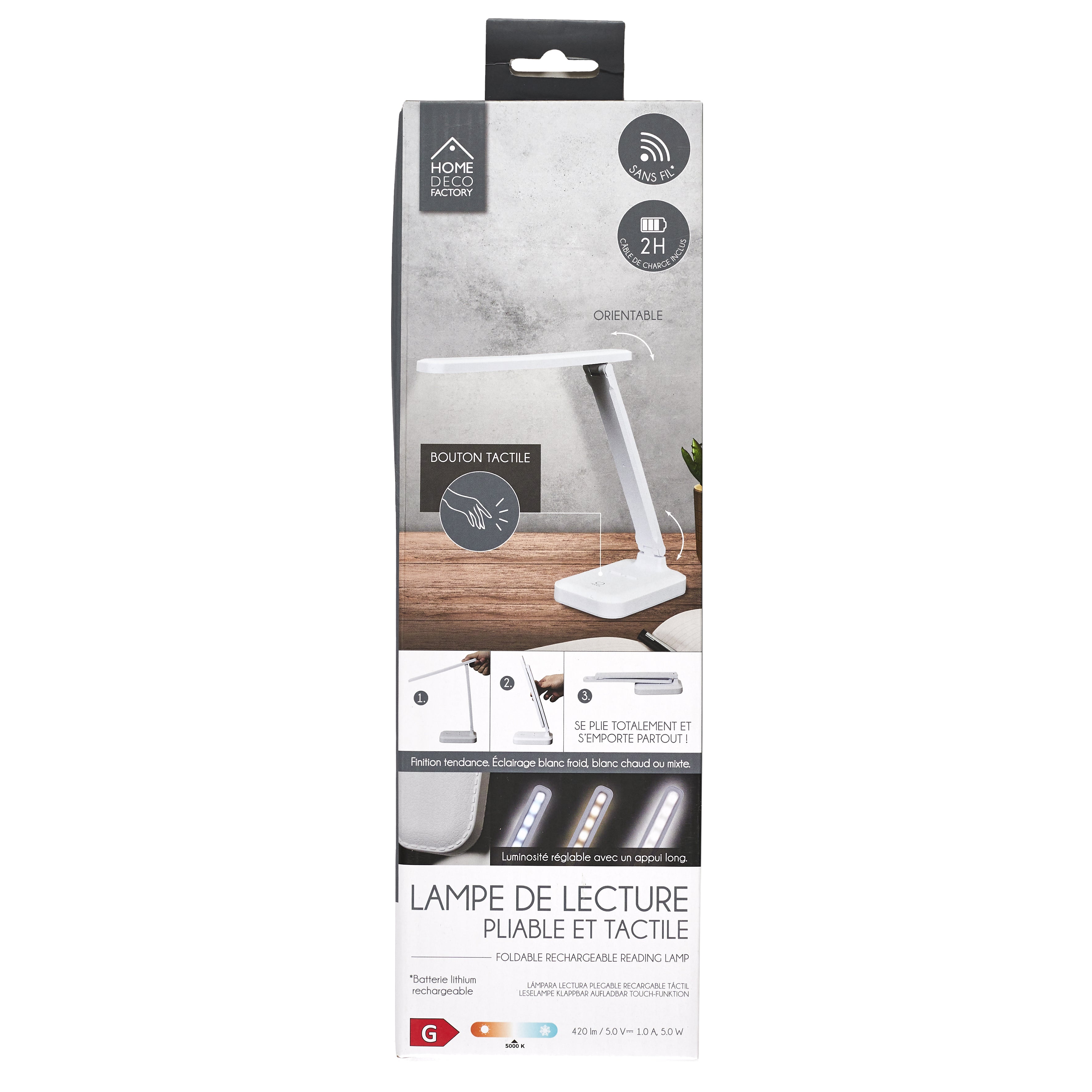 LAMPE LECTURE PLIABLE RECHARGEABLE TACTILE