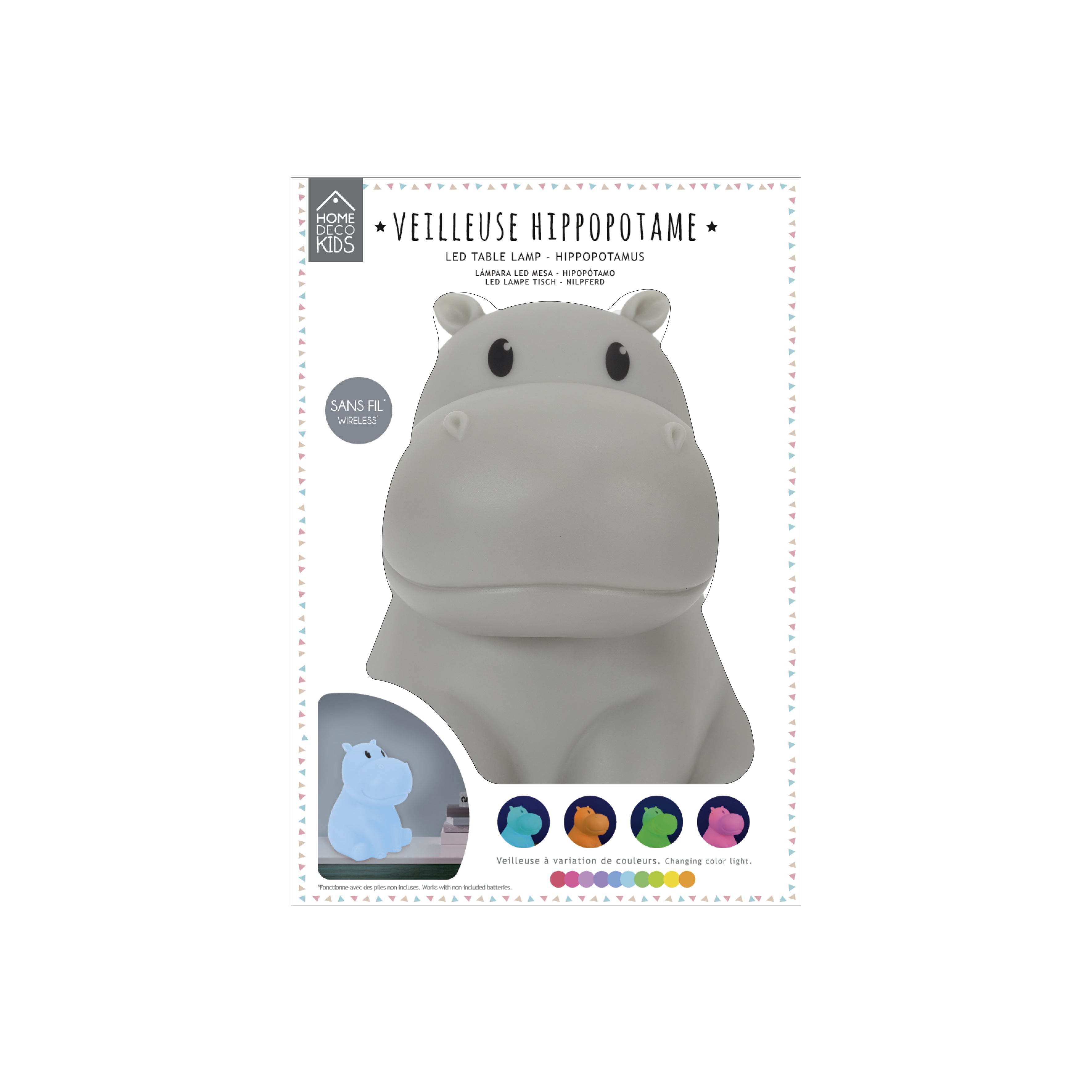 LAMPE VEILLEUSE HIPPOPOTAME