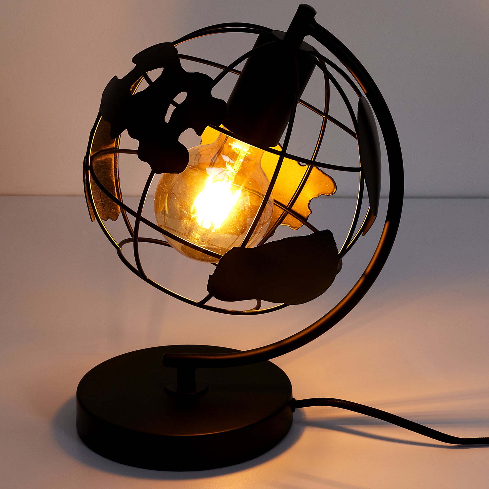 LAMPE A POSER METAL NOIR GLOBE