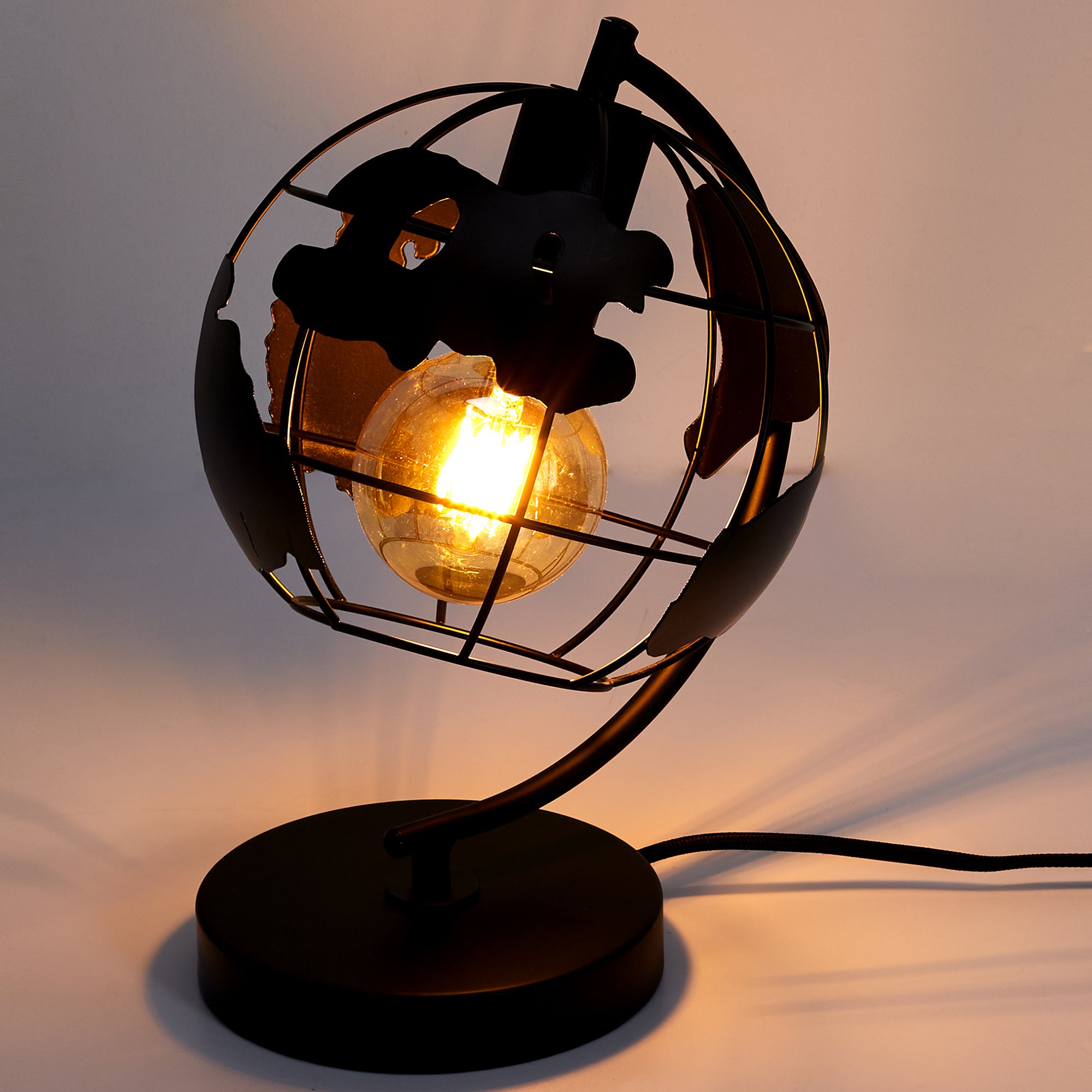 LAMPE A POSER METAL NOIR GLOBE