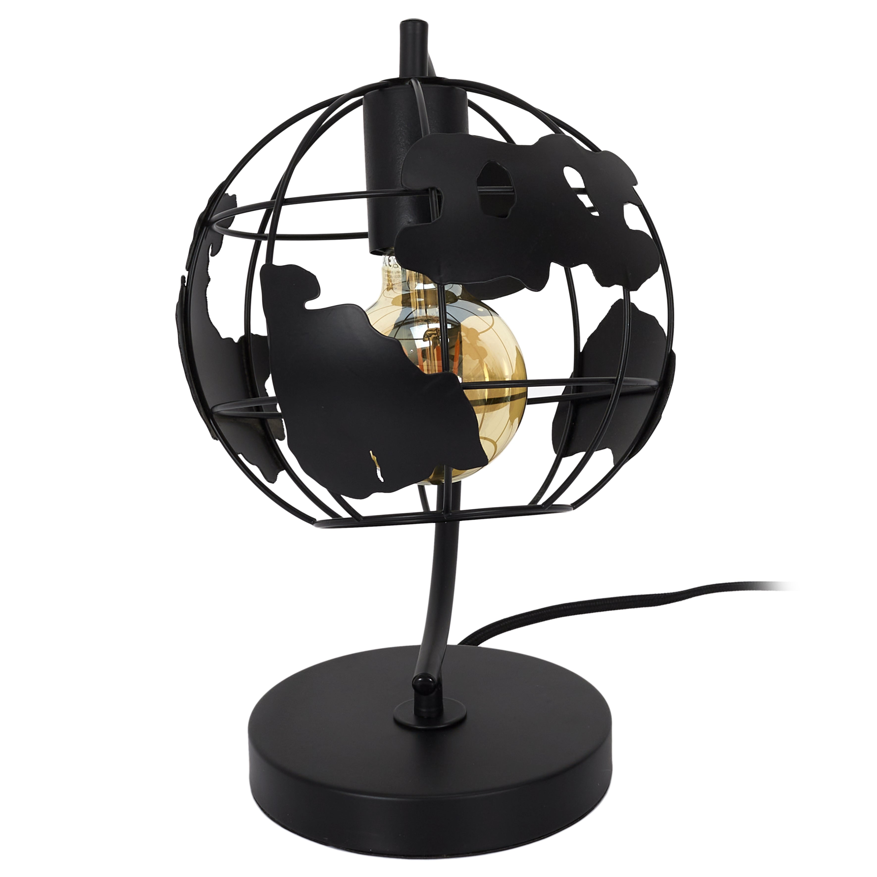 LAMPE A POSER METAL NOIR GLOBE