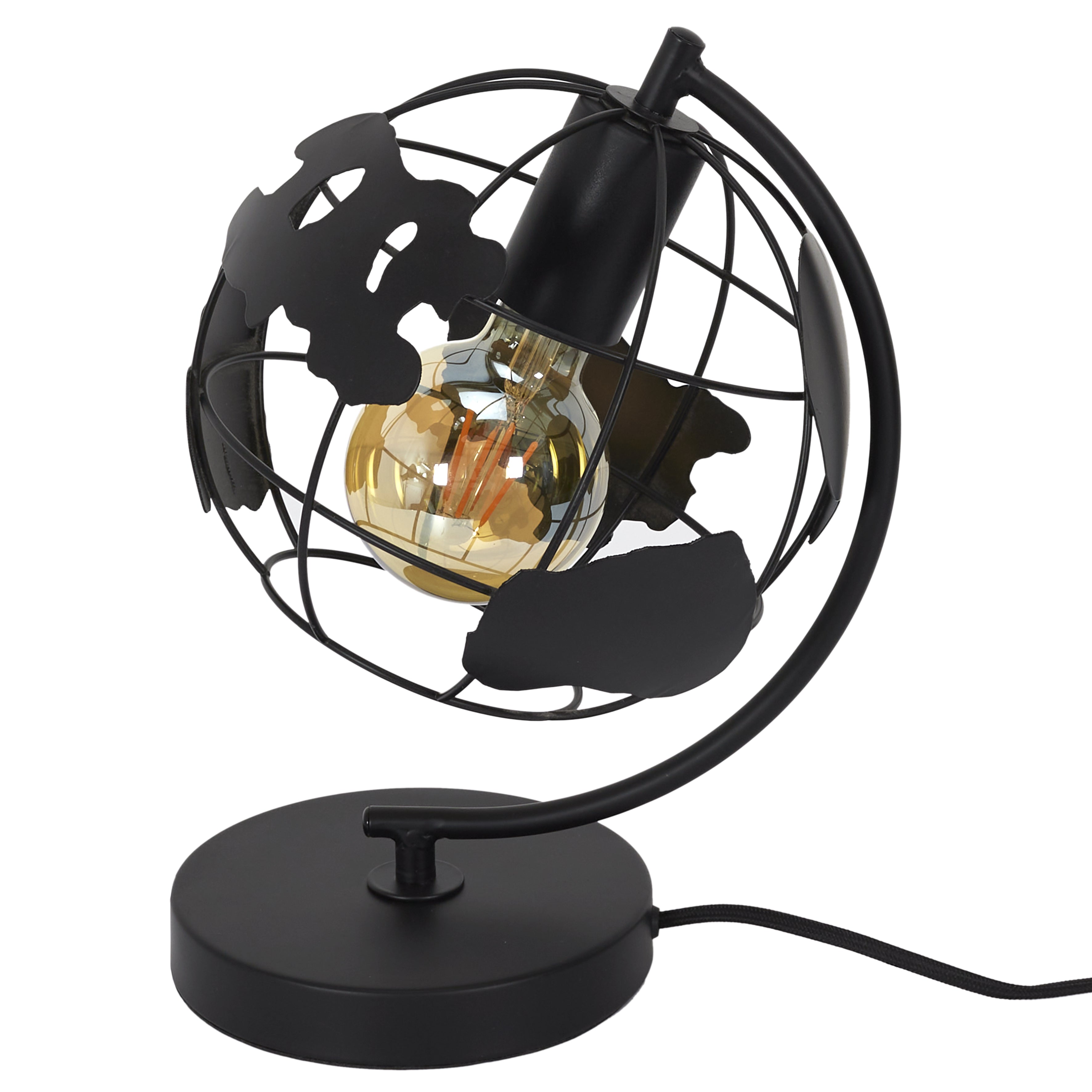 LAMPE A POSER METAL NOIR GLOBE