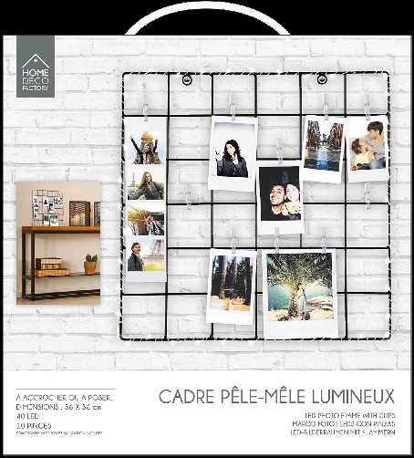 CADRE PHOTO LED AVEC PINCES
