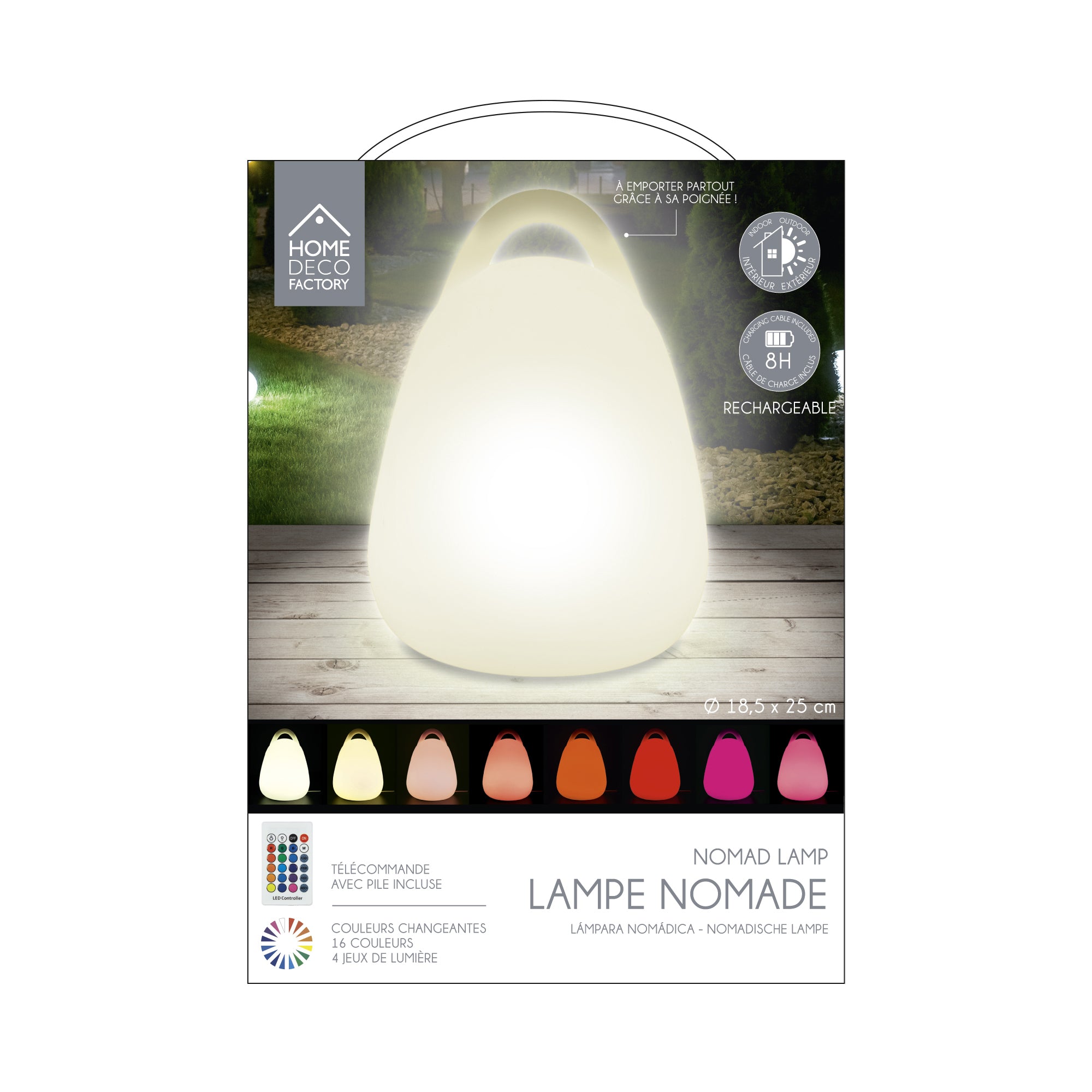 LAMPE EXTERIEUR AVEC POIGNEE AVEC TELECOMMANDE