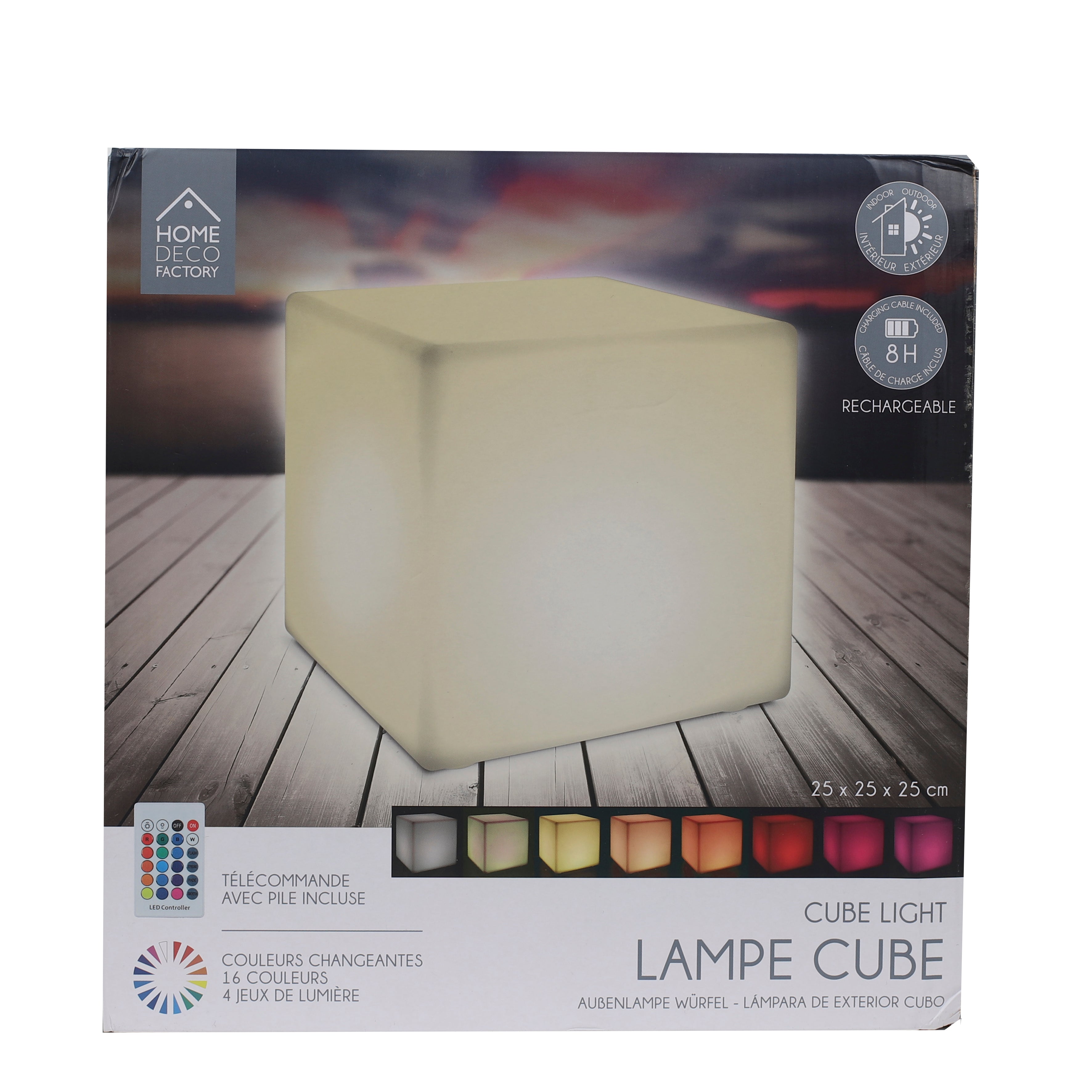 LAMPE CUBE EXTERIEUR AVEC TELECOMMANDE