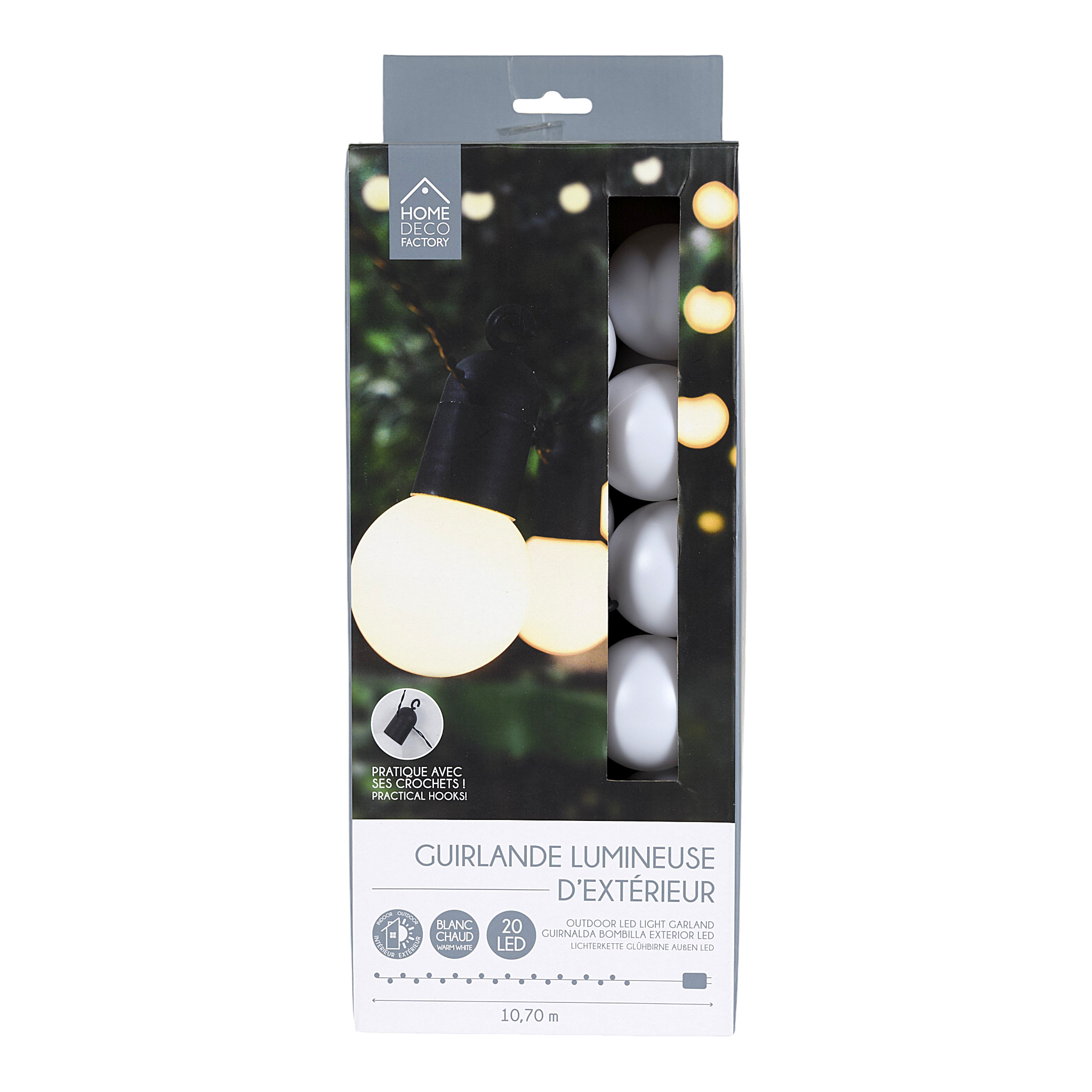 GUIRLANDE AMPOULES BLANCHES 20 LEDS 5M70