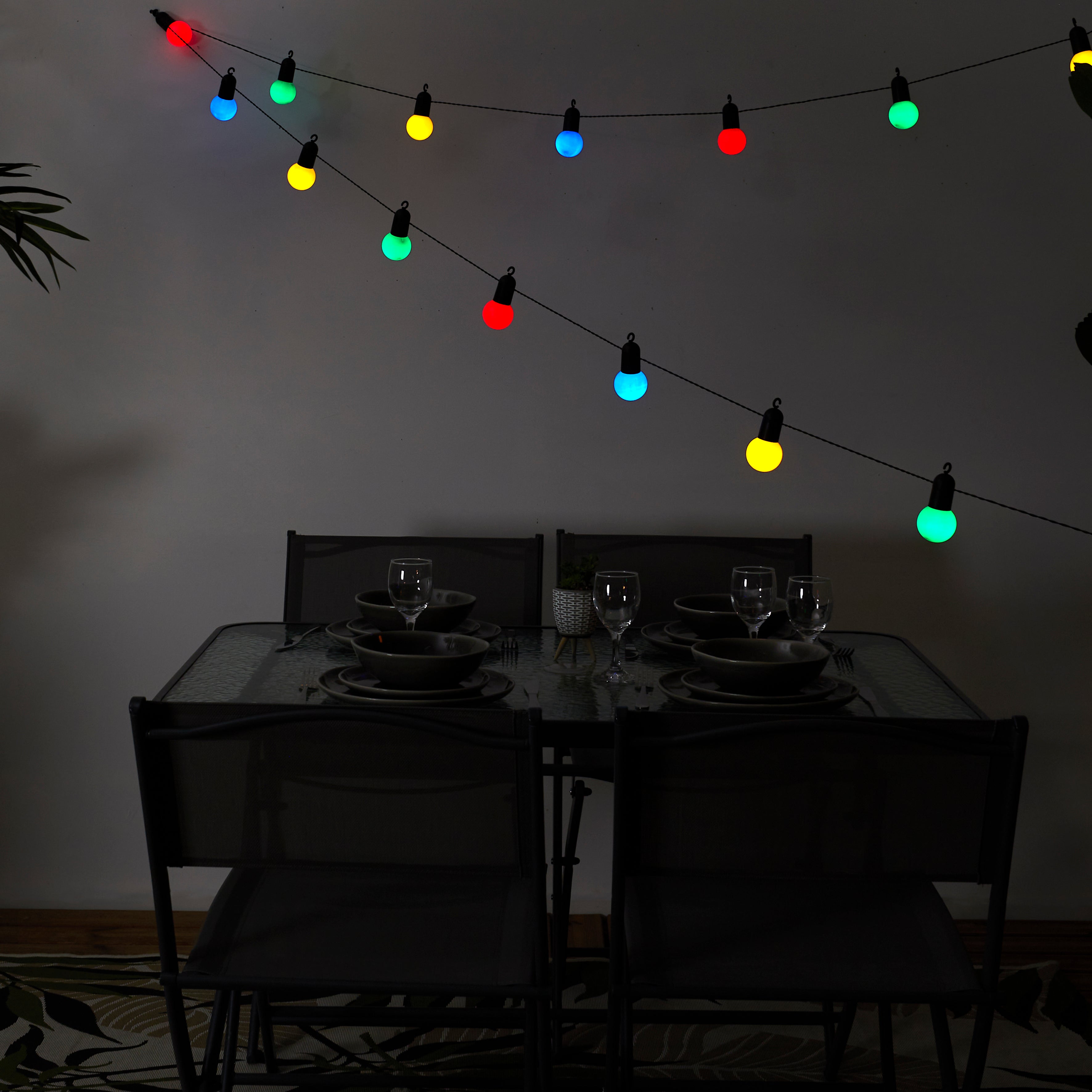 GUIRLANDE SOLAIRE AMPOULES 4 COULEURS 20 LEDS