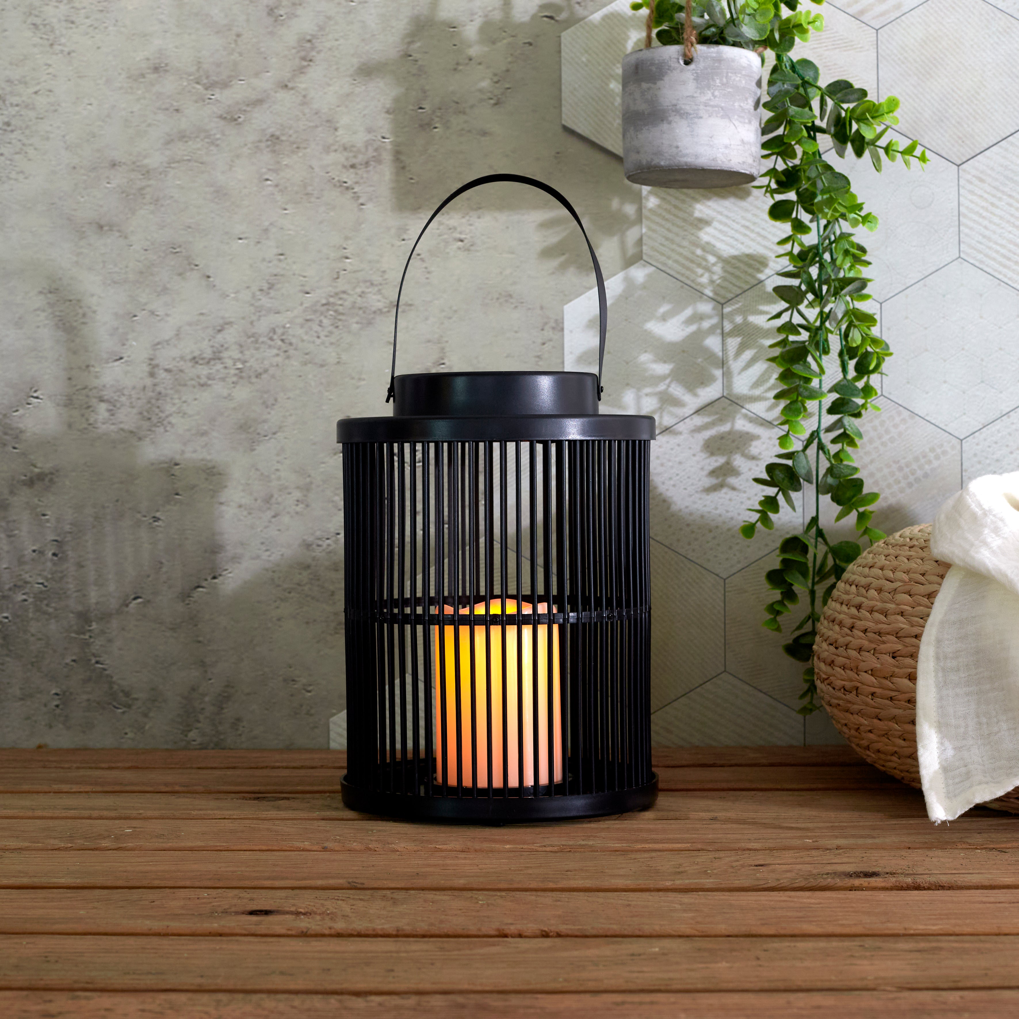 LANTERNE SOLAIRE EFFET BOUGIE H25CM