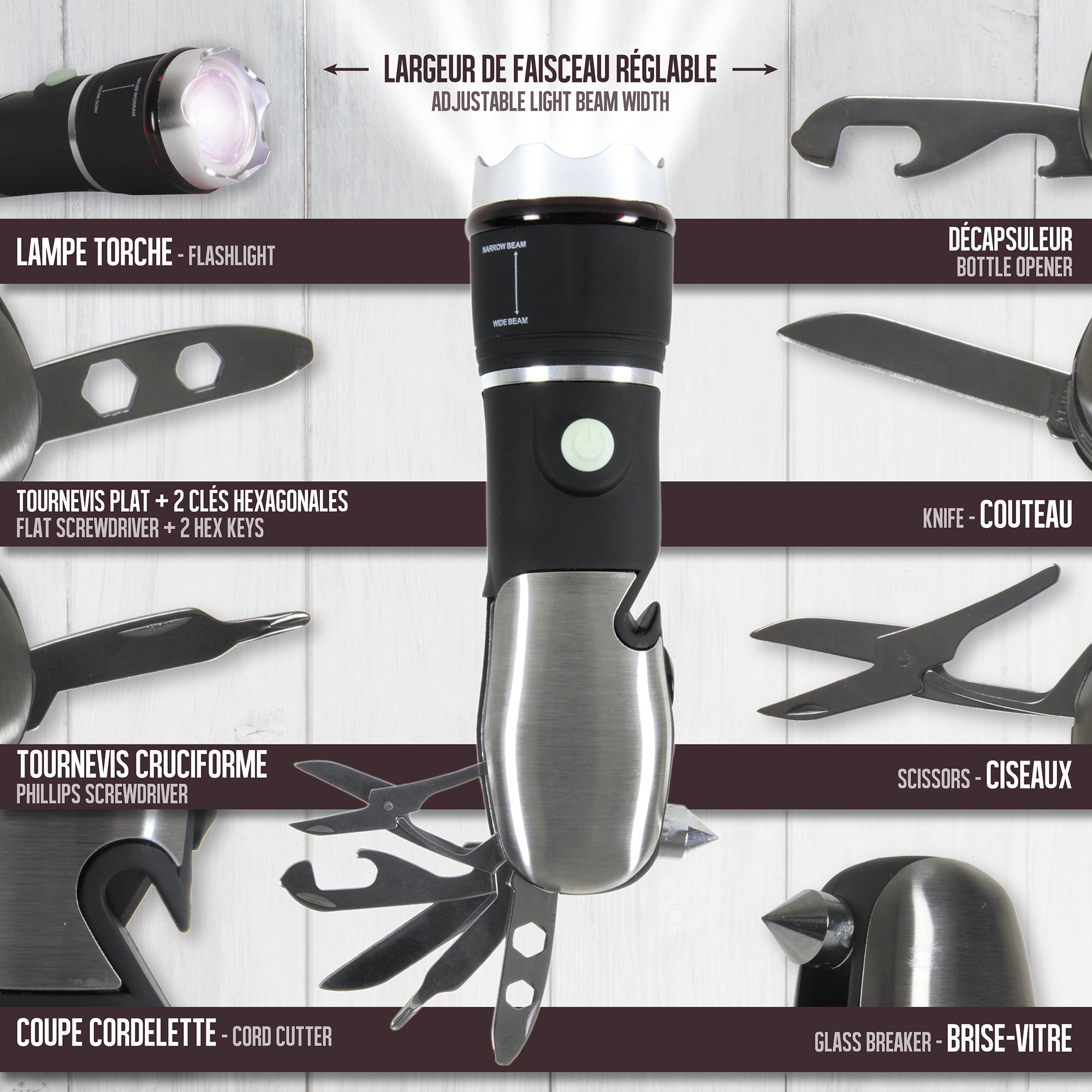 LAMPE TORCHE MULTIFONCTION 8EN1