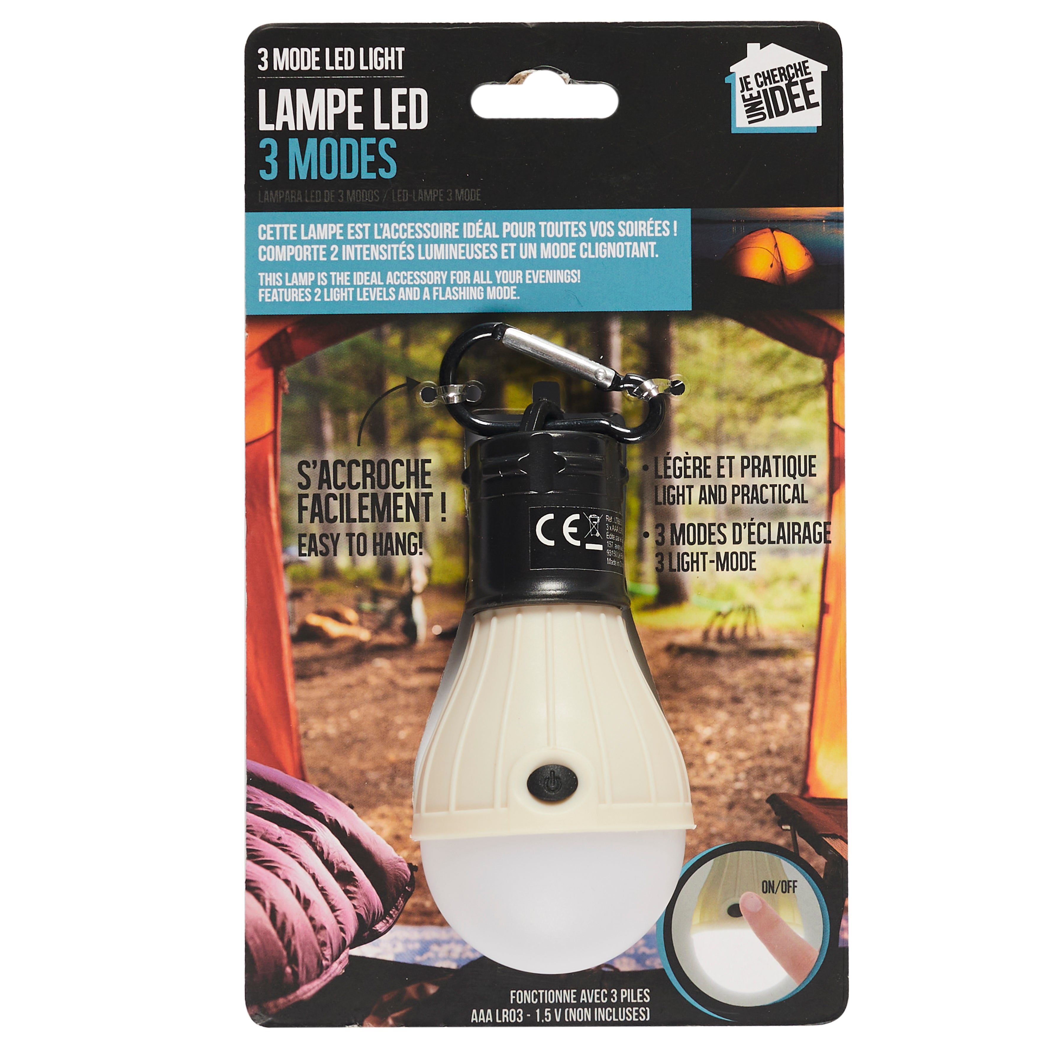 LUMINAIRE AMPOULE CAMPING 3 MODES