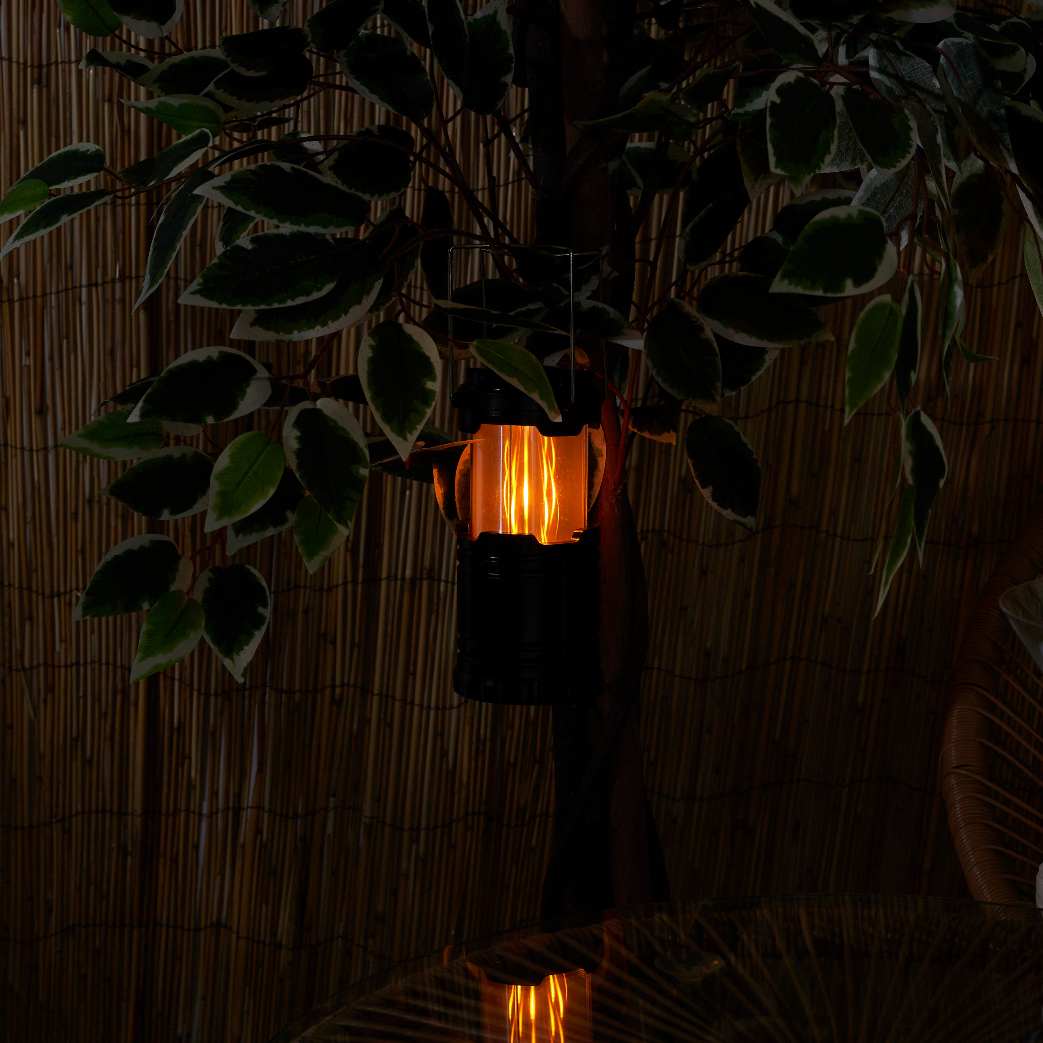 LUMINAIRE CAMPING EFFET FLAMME ET LED BLANCHE