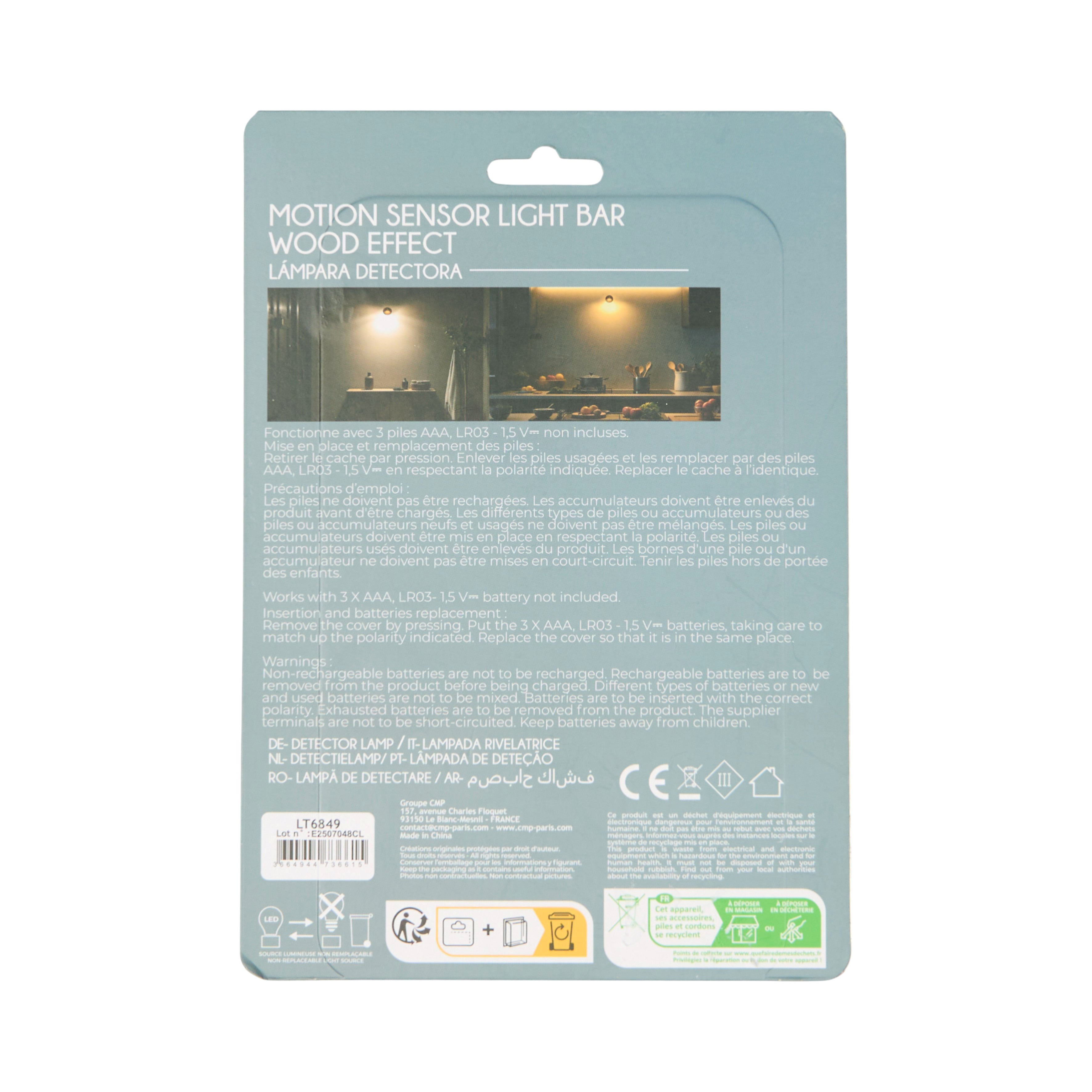 LAMPE EFFET BOIS DETECTEUR MOUVEMENT X2 PILE