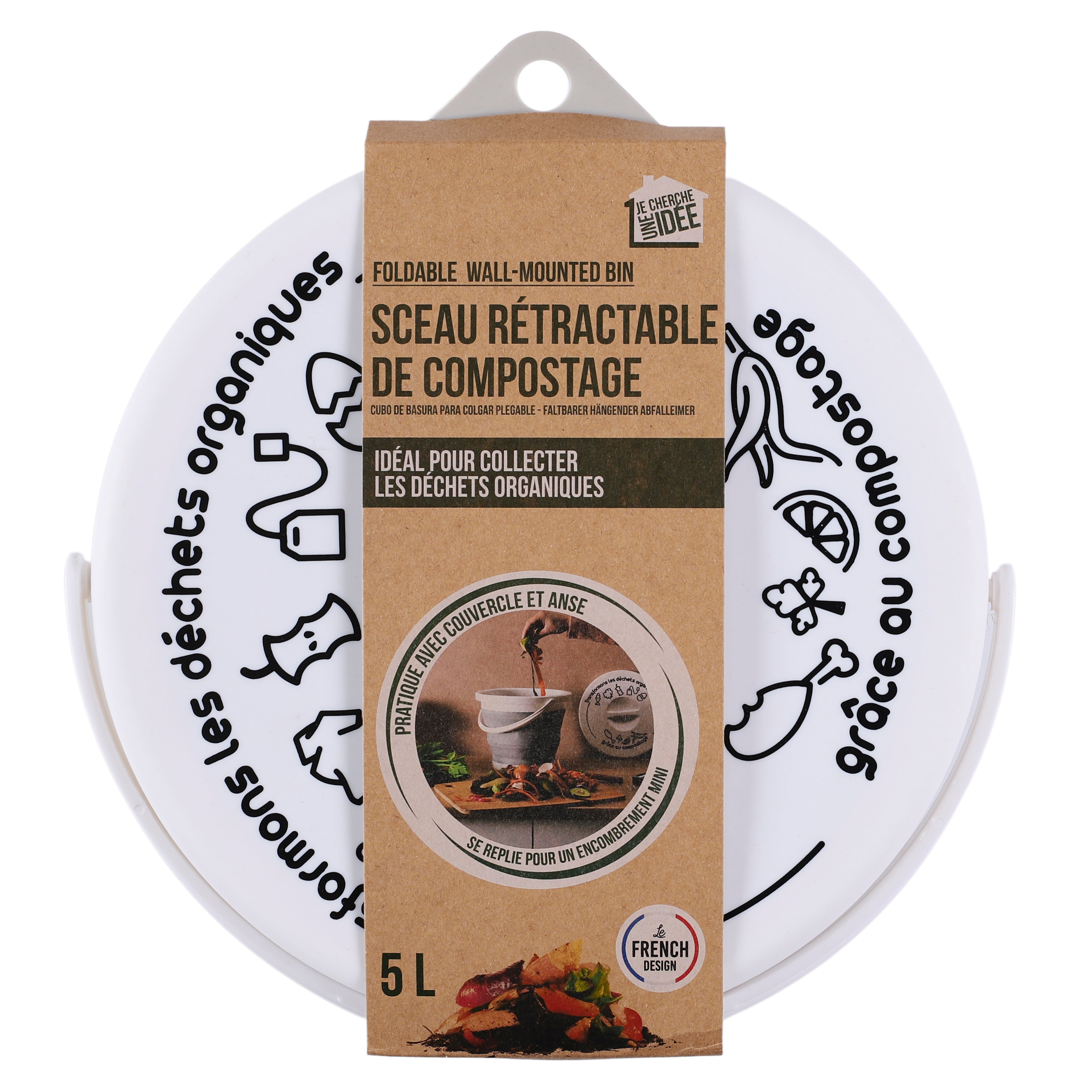 SEAU A COMPOST PLIABLE AVEC ANSE ET COUVERCLE