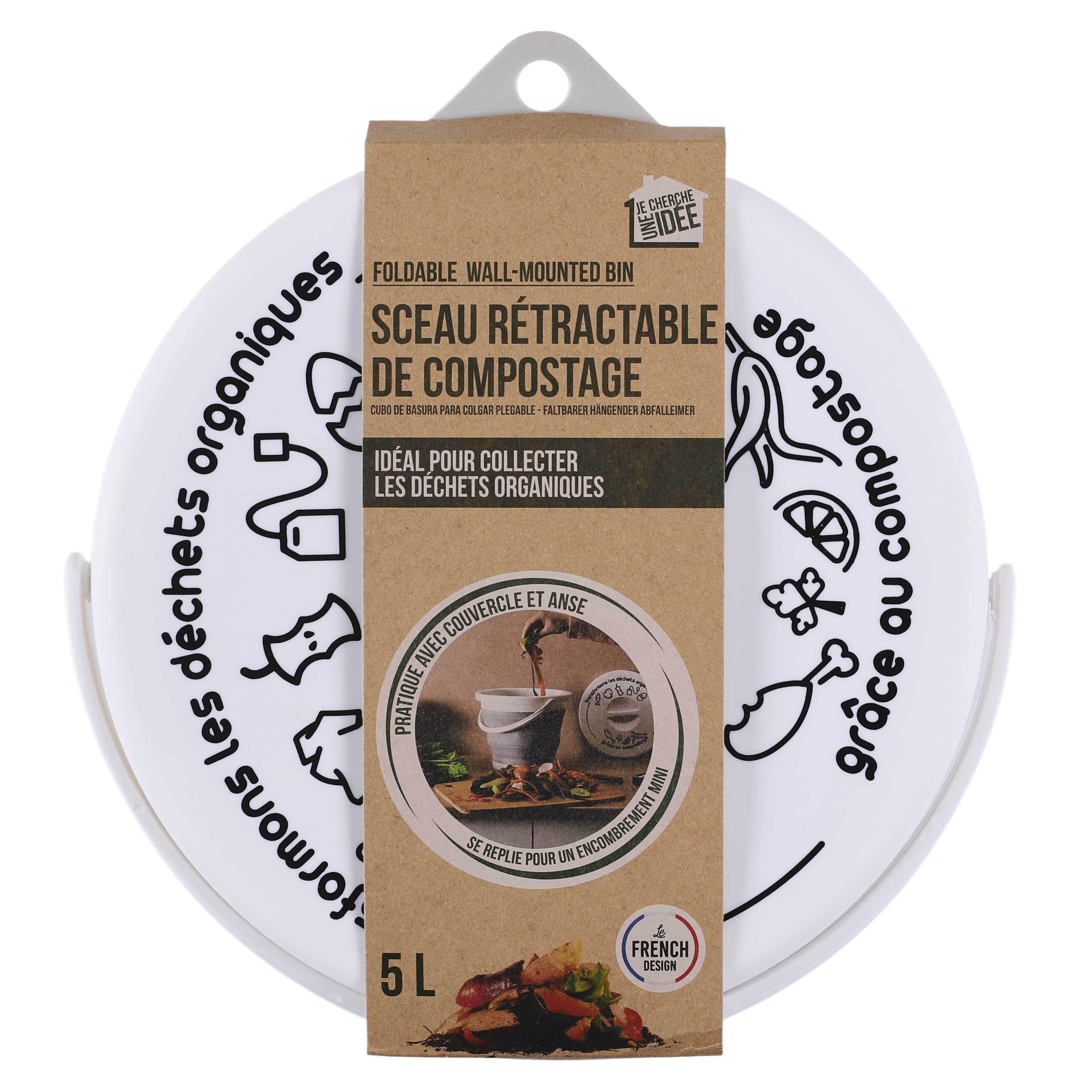 SEAU A COMPOST PLIABLE AVEC ANSE ET COUVERCLE