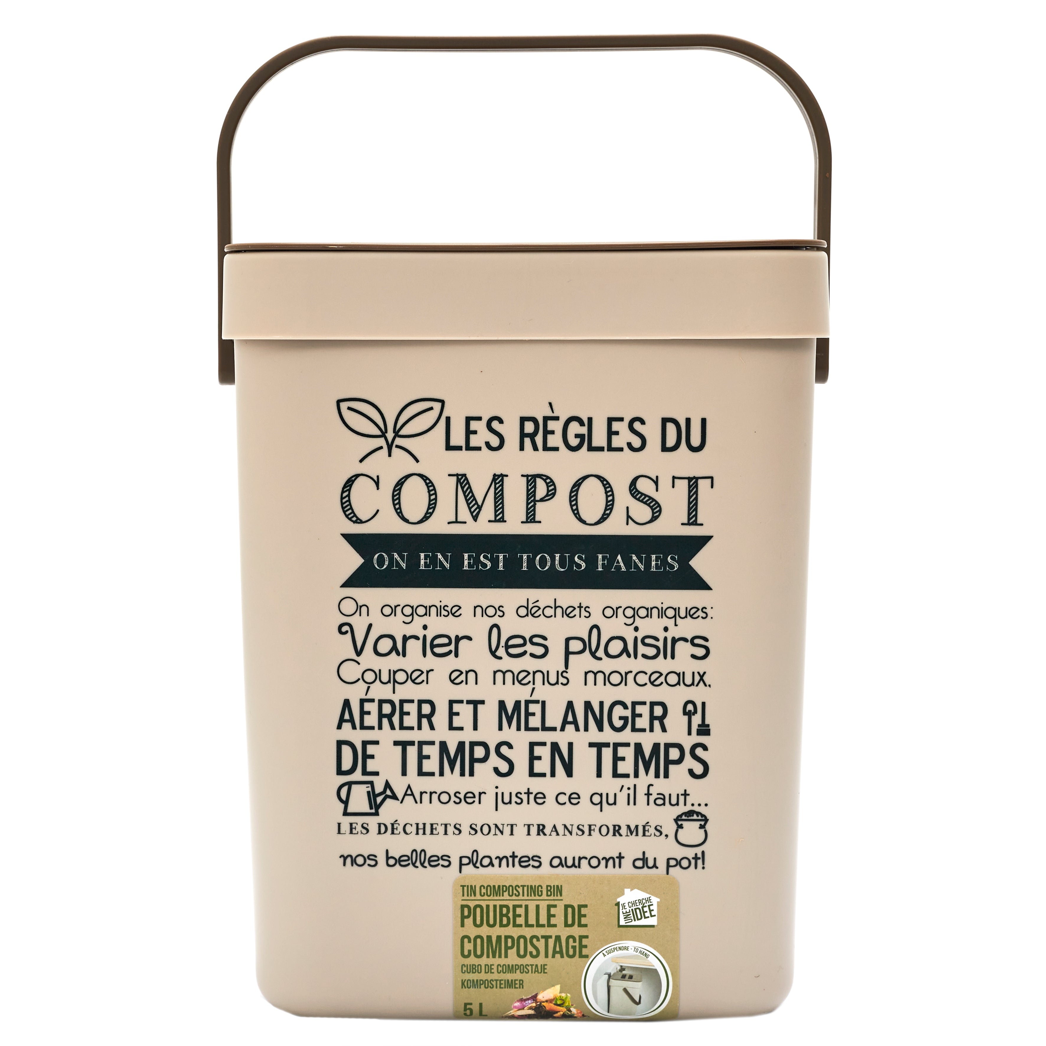 POUBELLE A COMPOST EN PLASTIQUE AVEC ACCROCHE