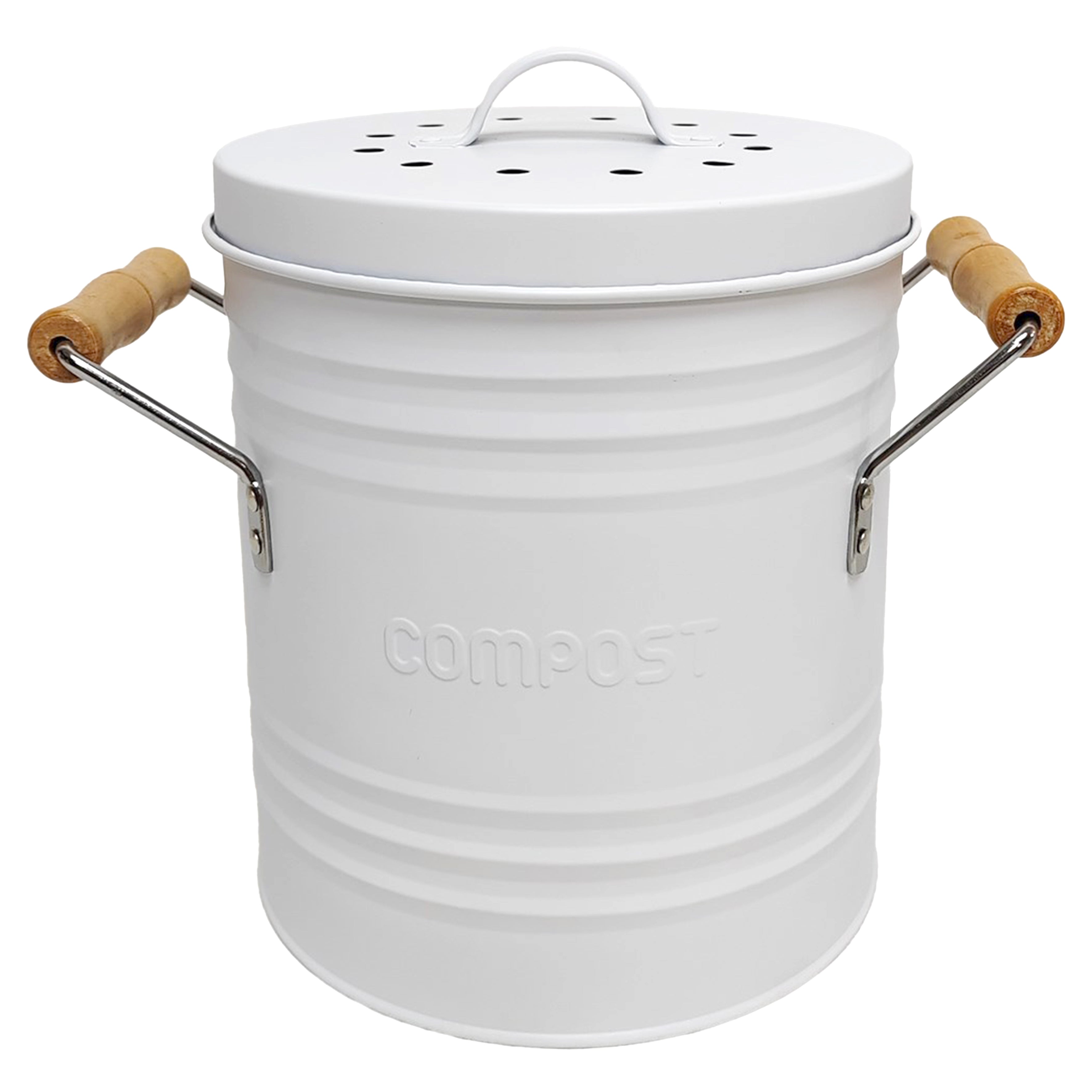 POUBELLE A COMPOST METAL COUVERCLE ET POIGNEES