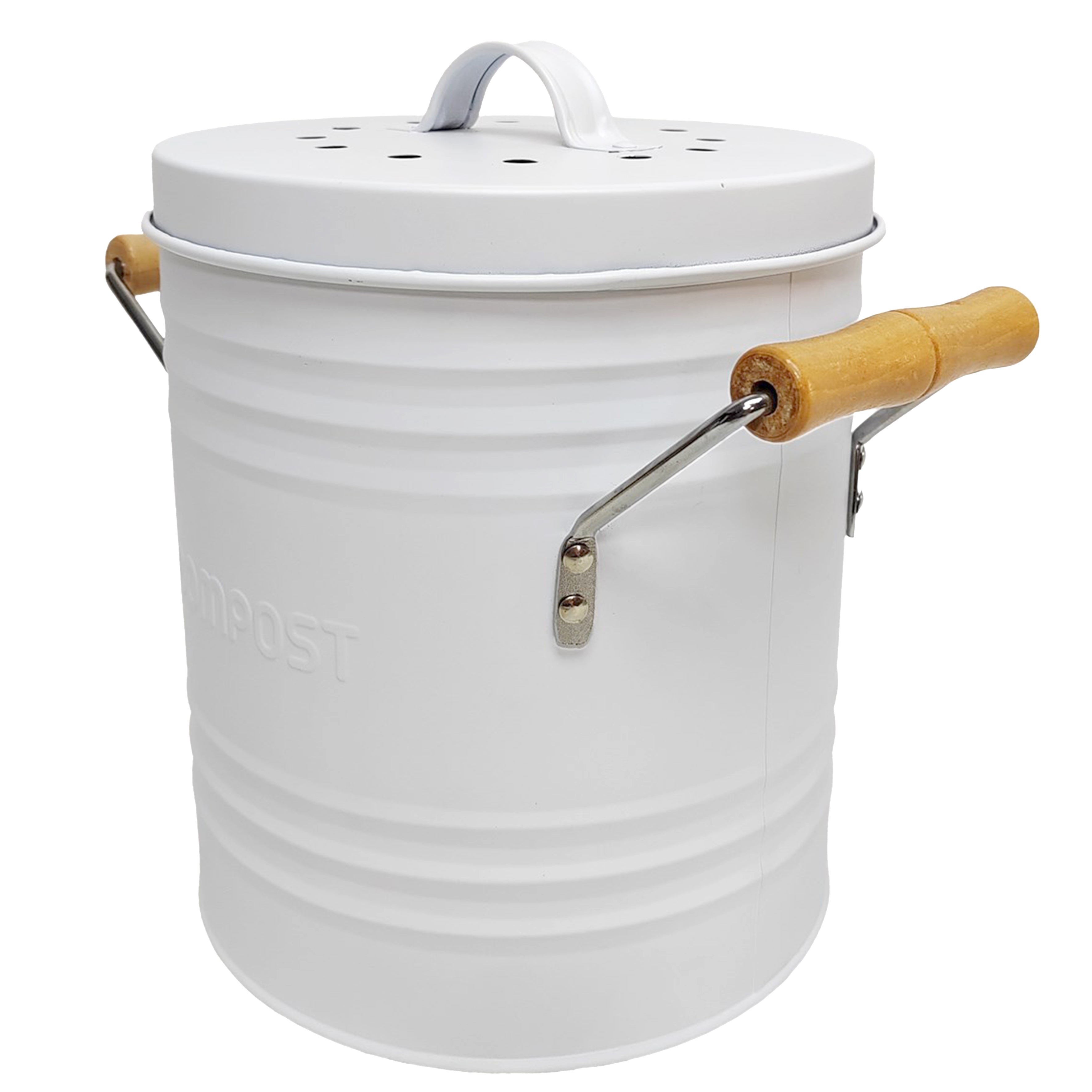 POUBELLE A COMPOST METAL COUVERCLE ET POIGNEES