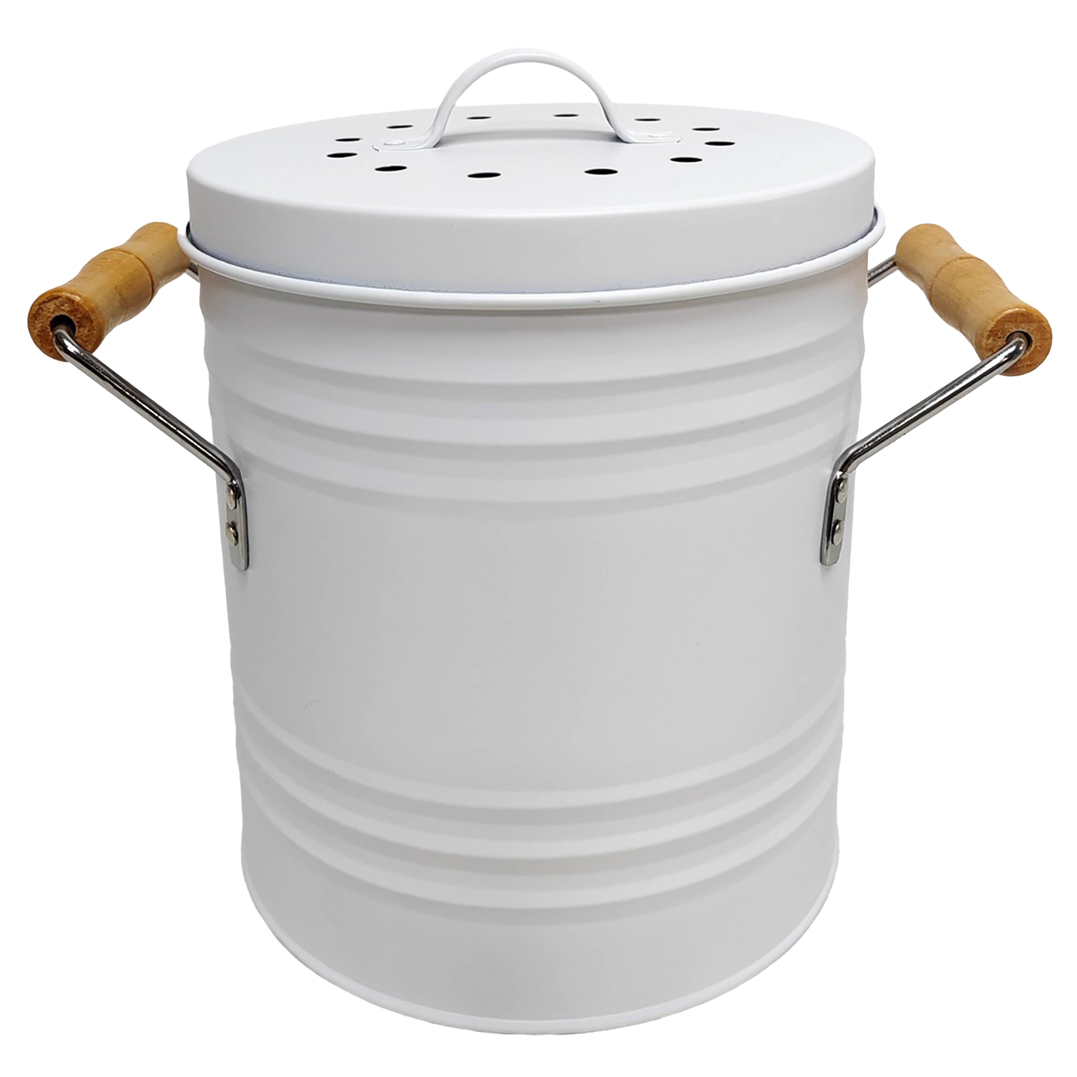 POUBELLE A COMPOST METAL COUVERCLE ET POIGNEES