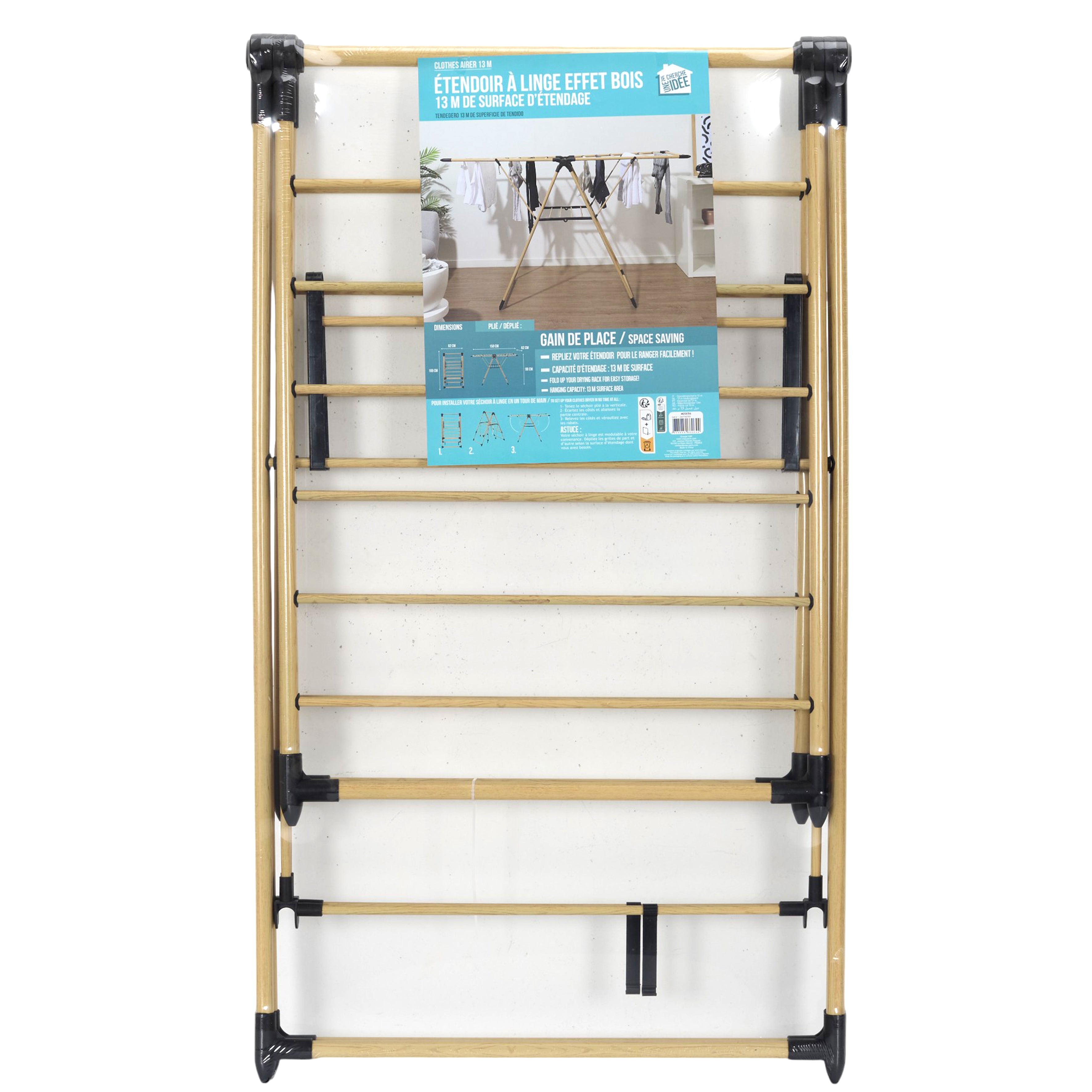 ETENDOIR A LINGE EFFET BOIS 13M ETENDAGE