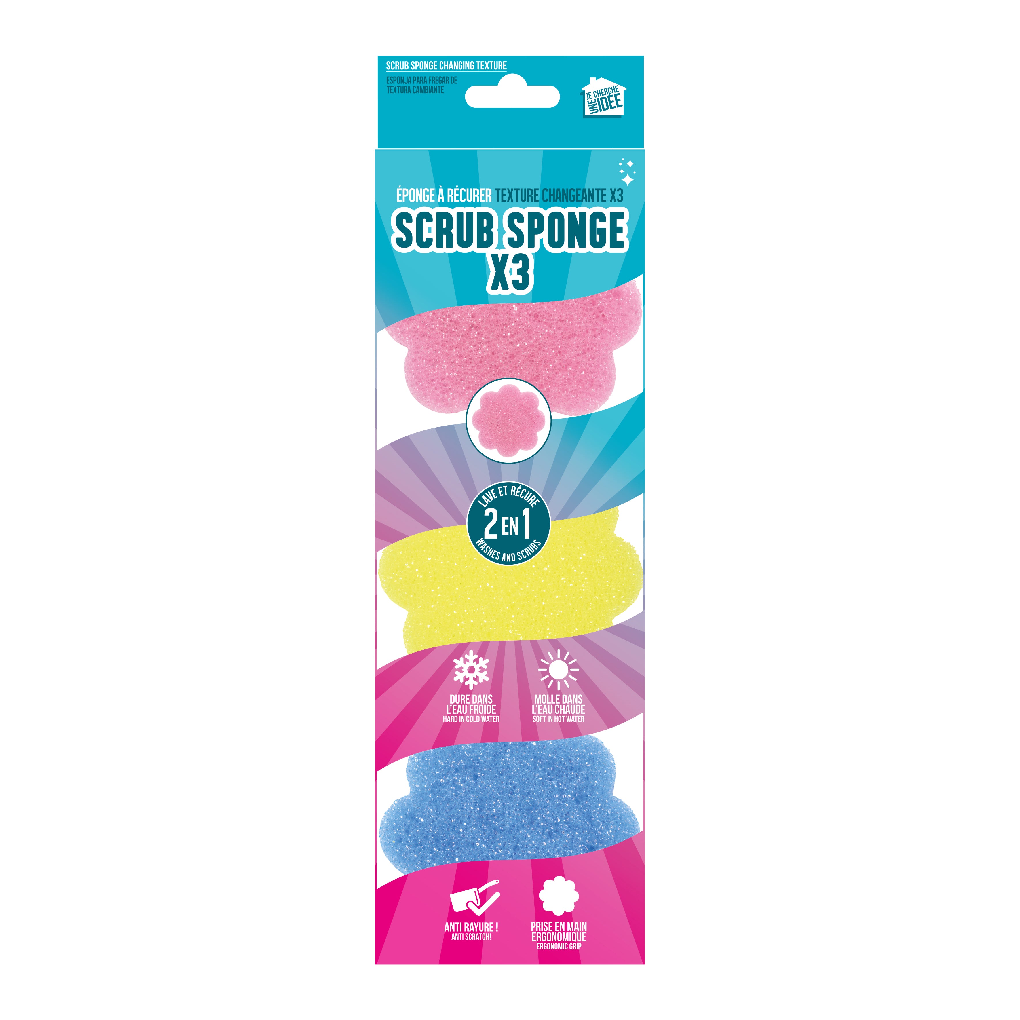 EPONGE SCRUB FLEUR X3