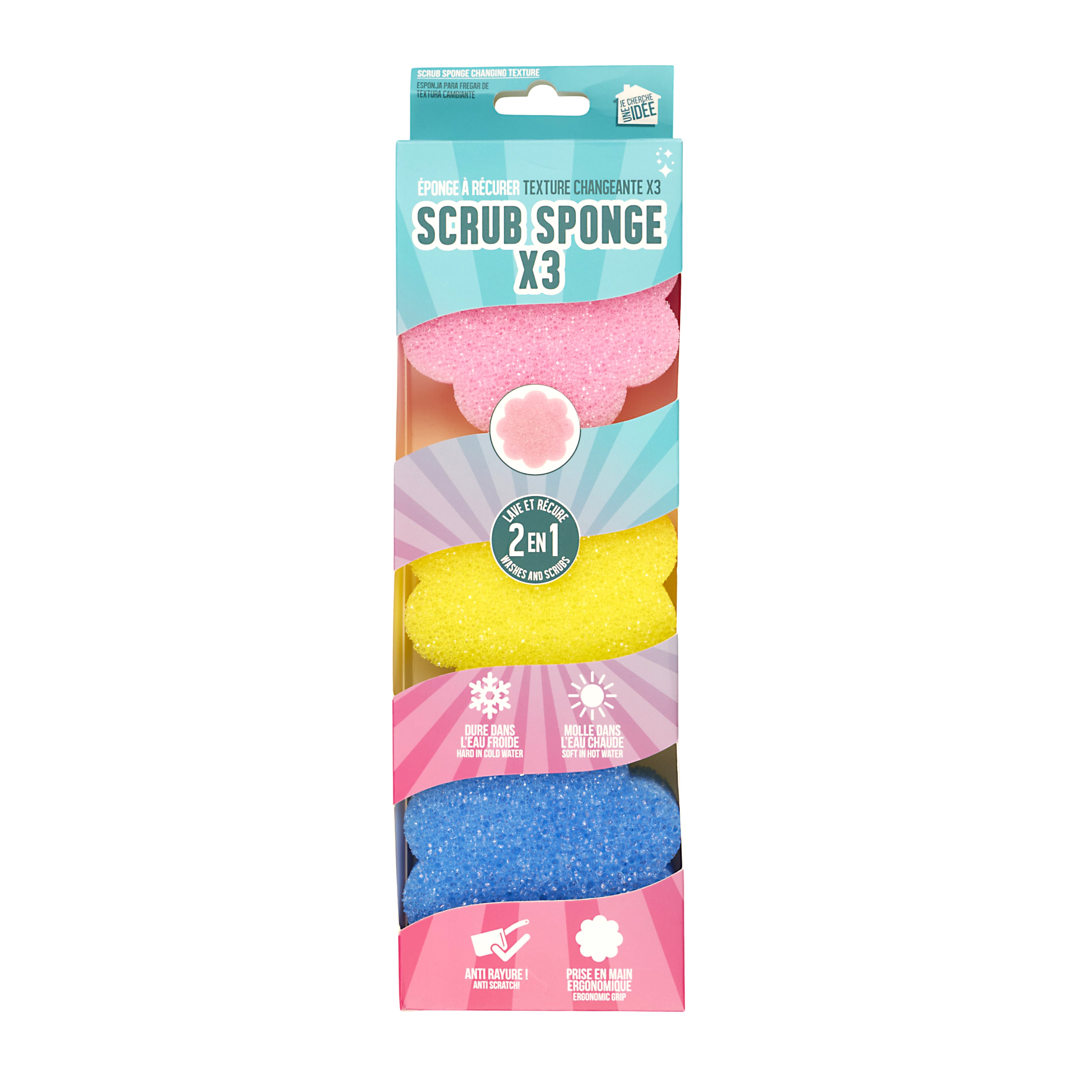 EPONGE SCRUB FLEUR X3
