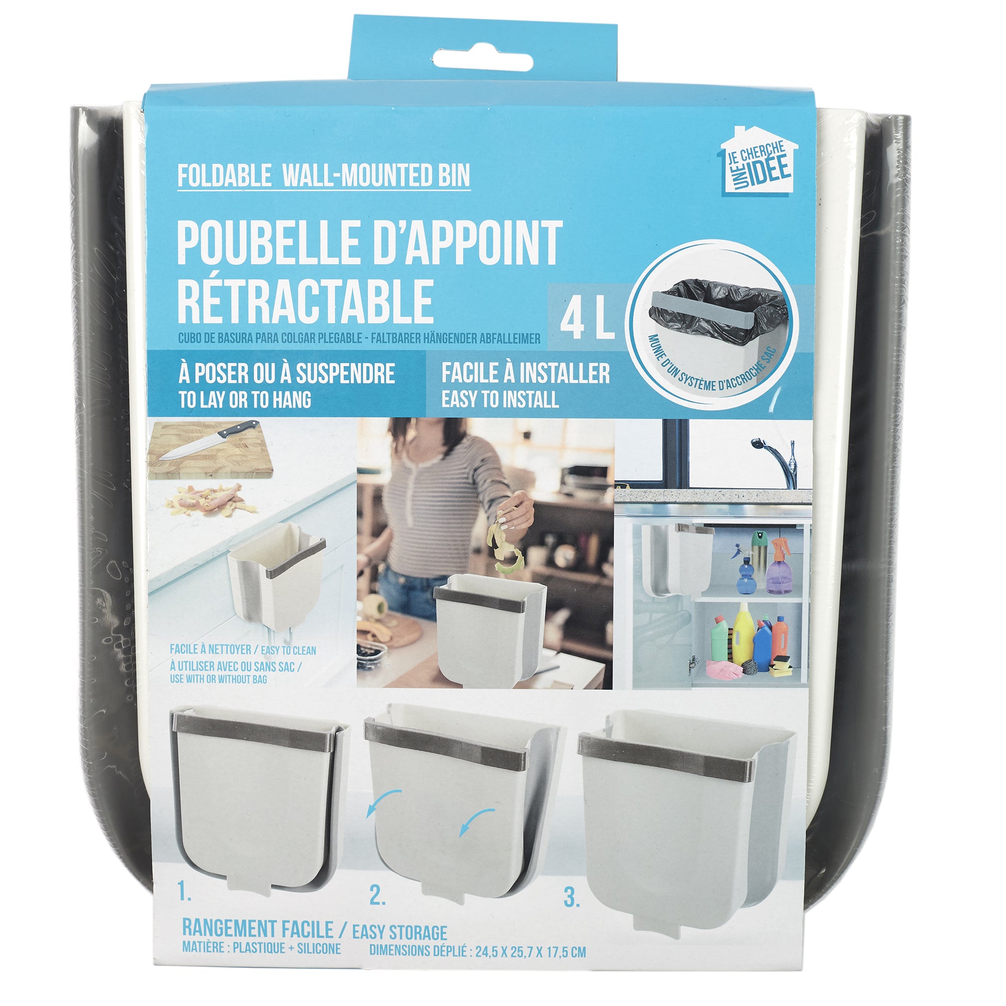 POUBELLE SUSPENDUE PLIABLE 4L
