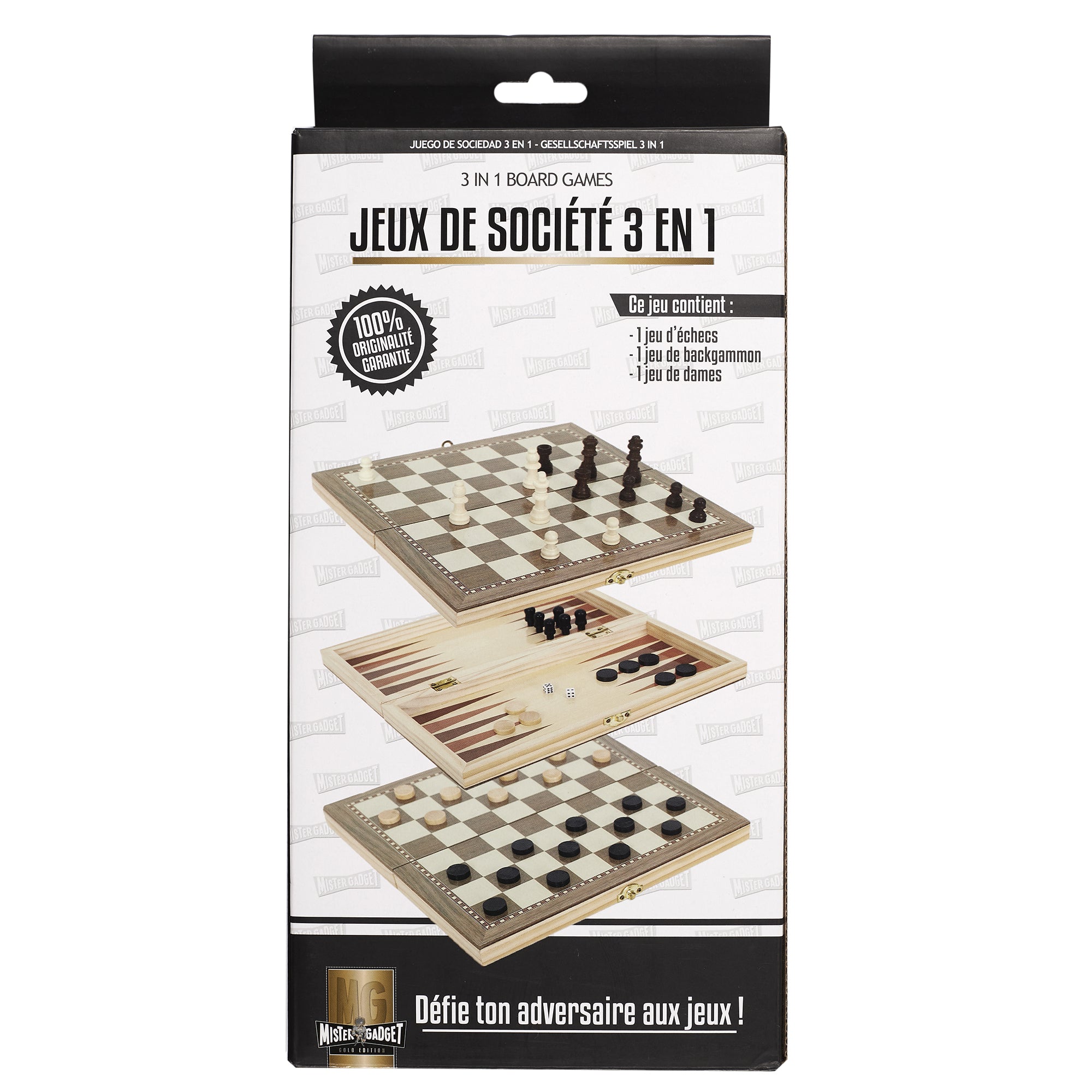 JEU DE SOCIETE 3 EN 1 EN BOIS