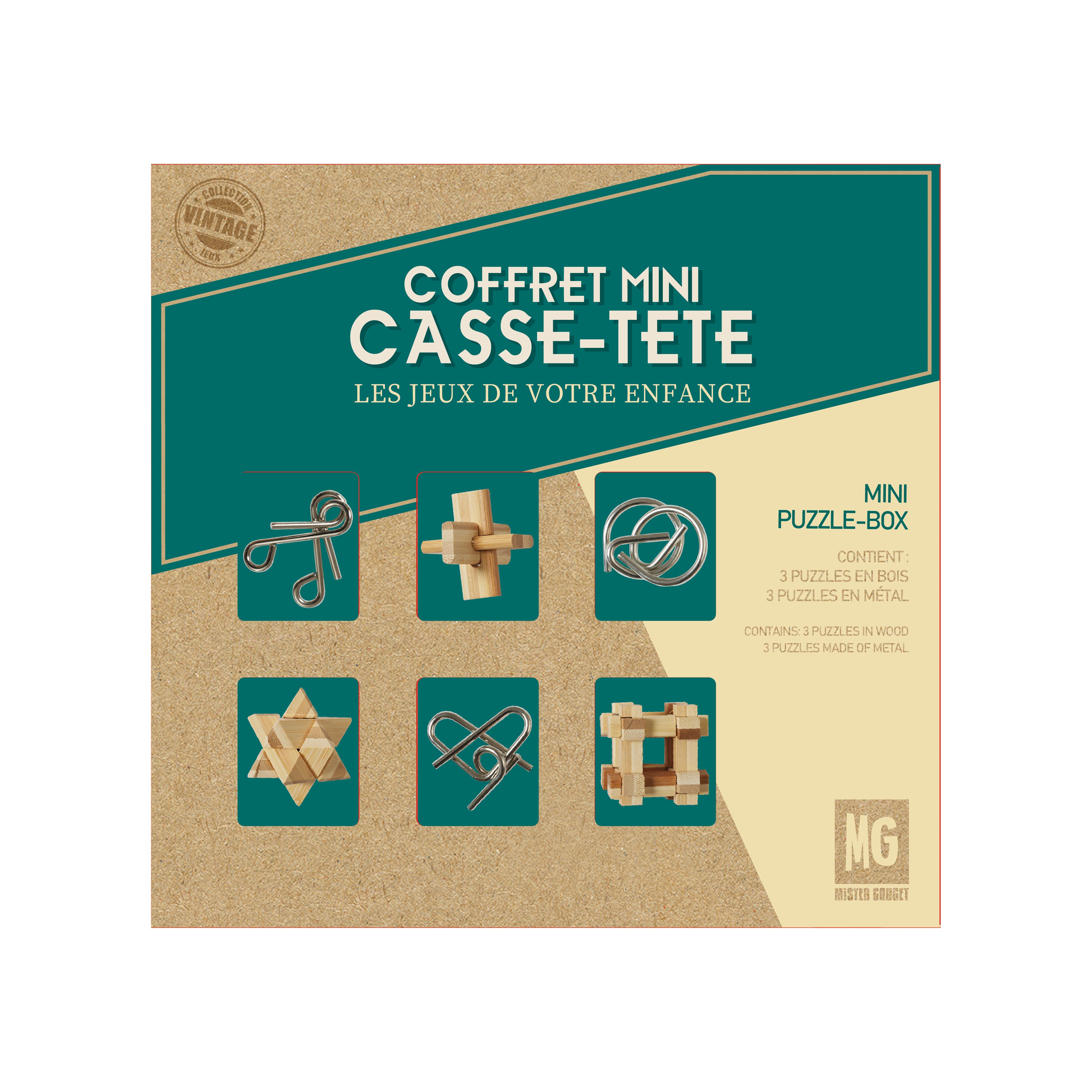 COFFRET CASSE TETE BOIS ET METAL X6