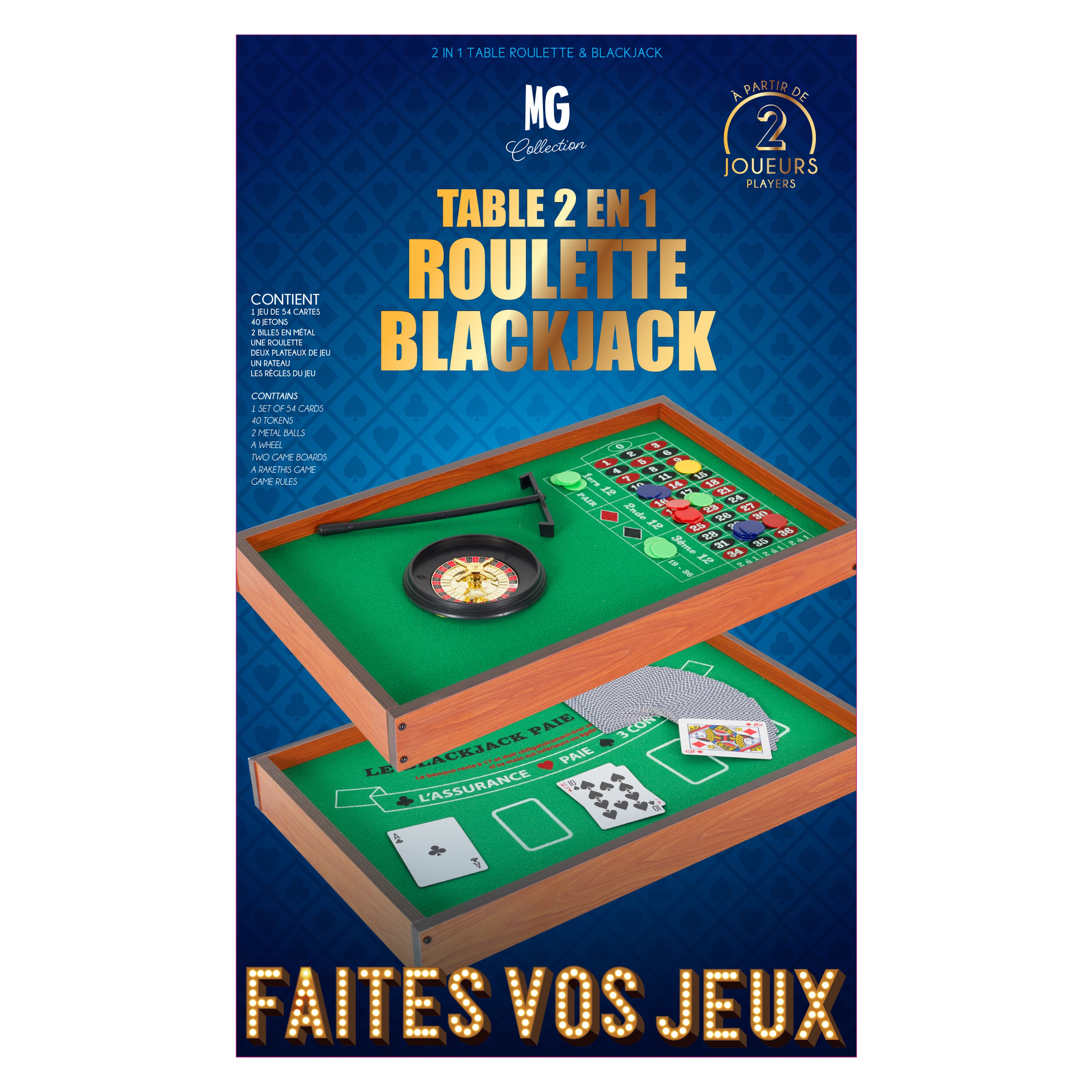 JEU DE CASINO 2EN1 BLACK JACK ET ROULETTE