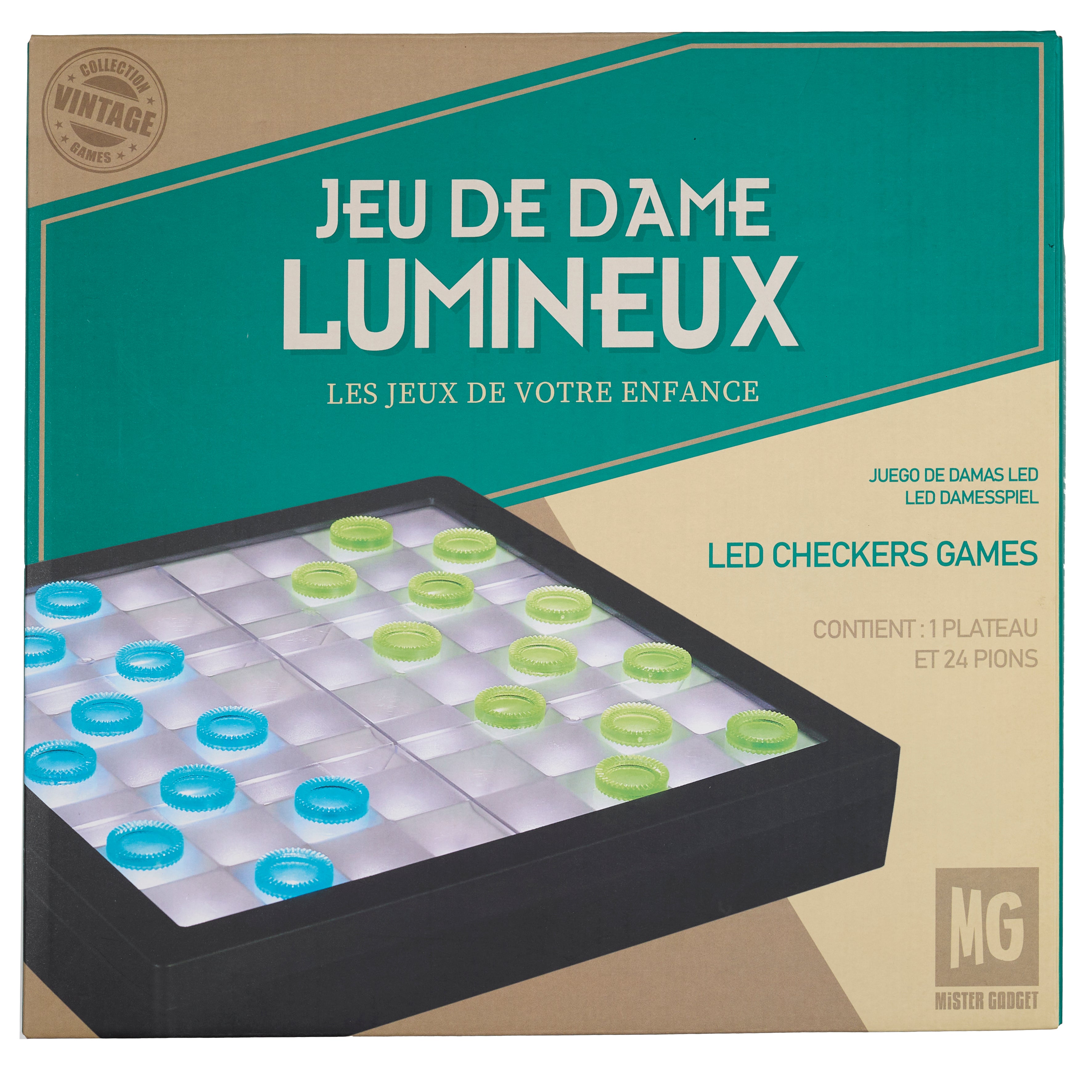 JEU DE DAMES TRANSPARENT LED