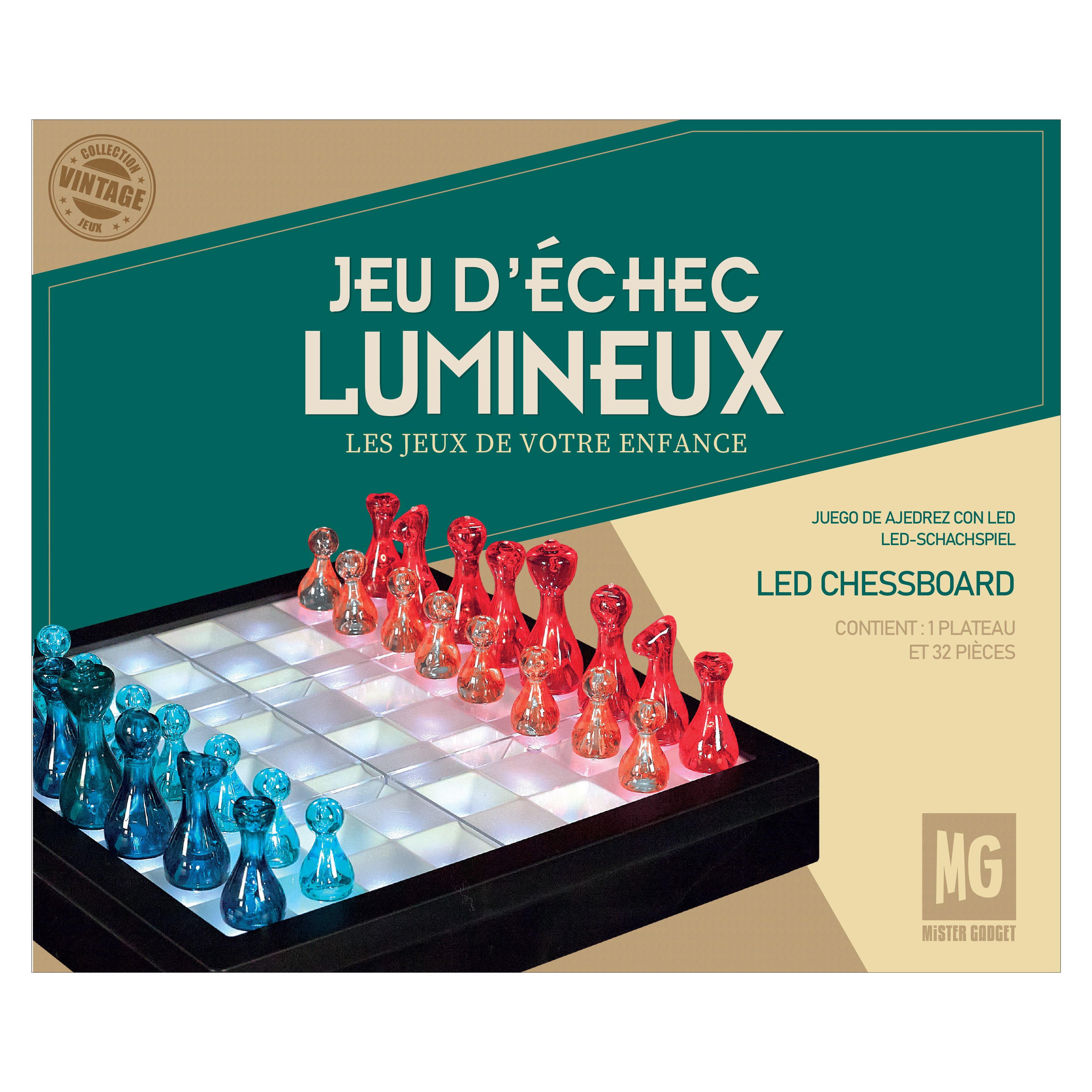 JEU D ECHEC TRANSPARENT LED