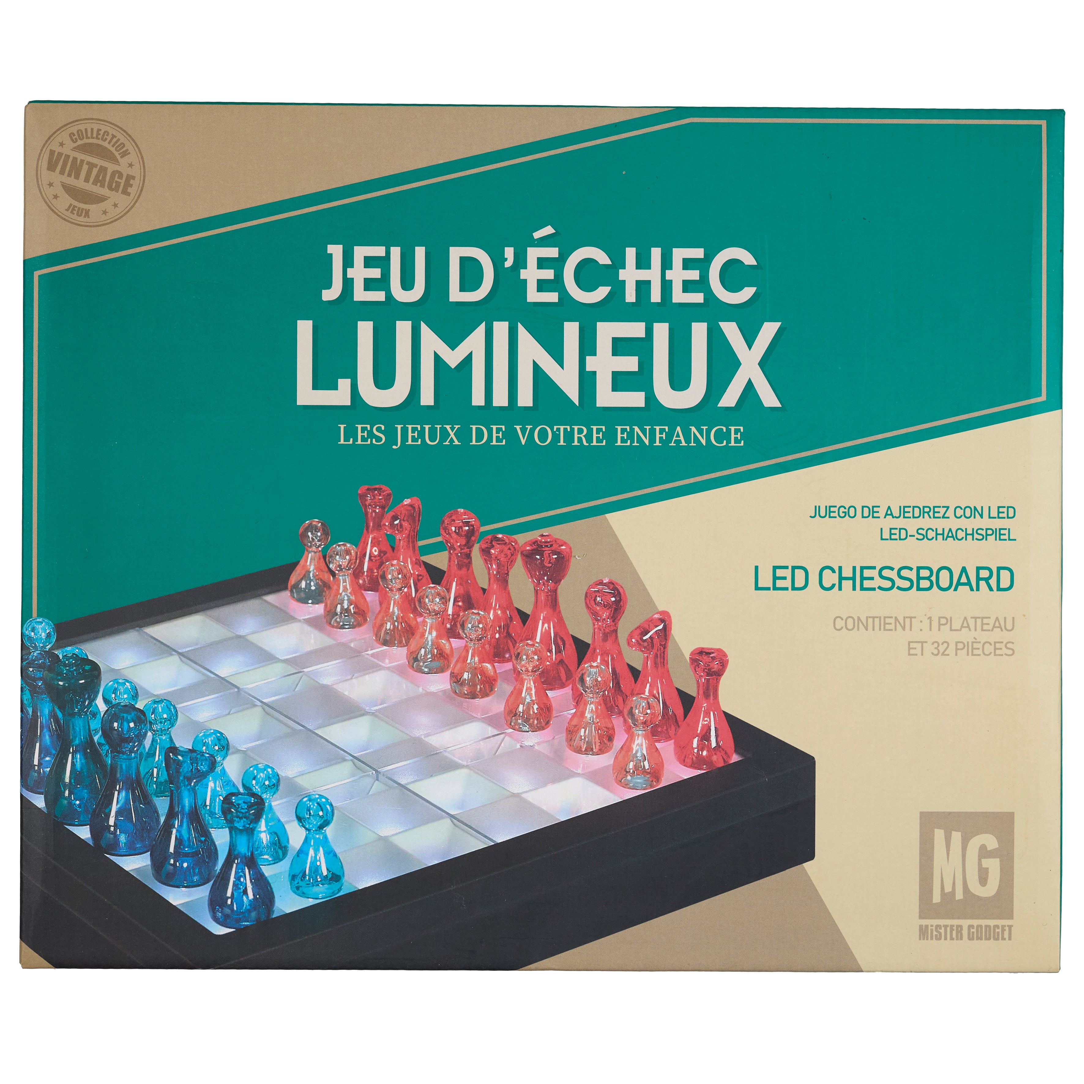 JEU D ECHEC TRANSPARENT LED
