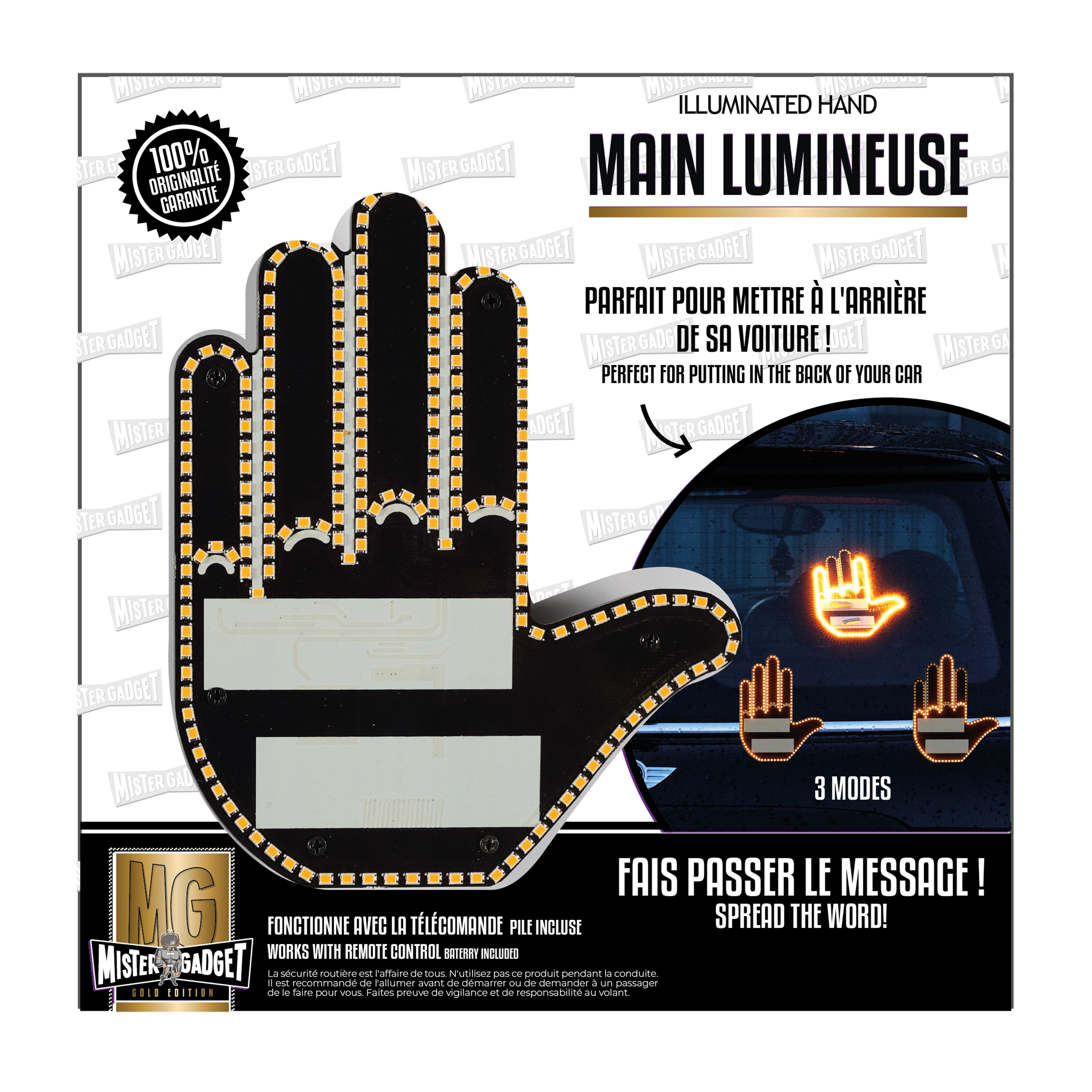 SIGNE MAIN LUMINEUX TELECOMMANDE 3 AFFICHAGES