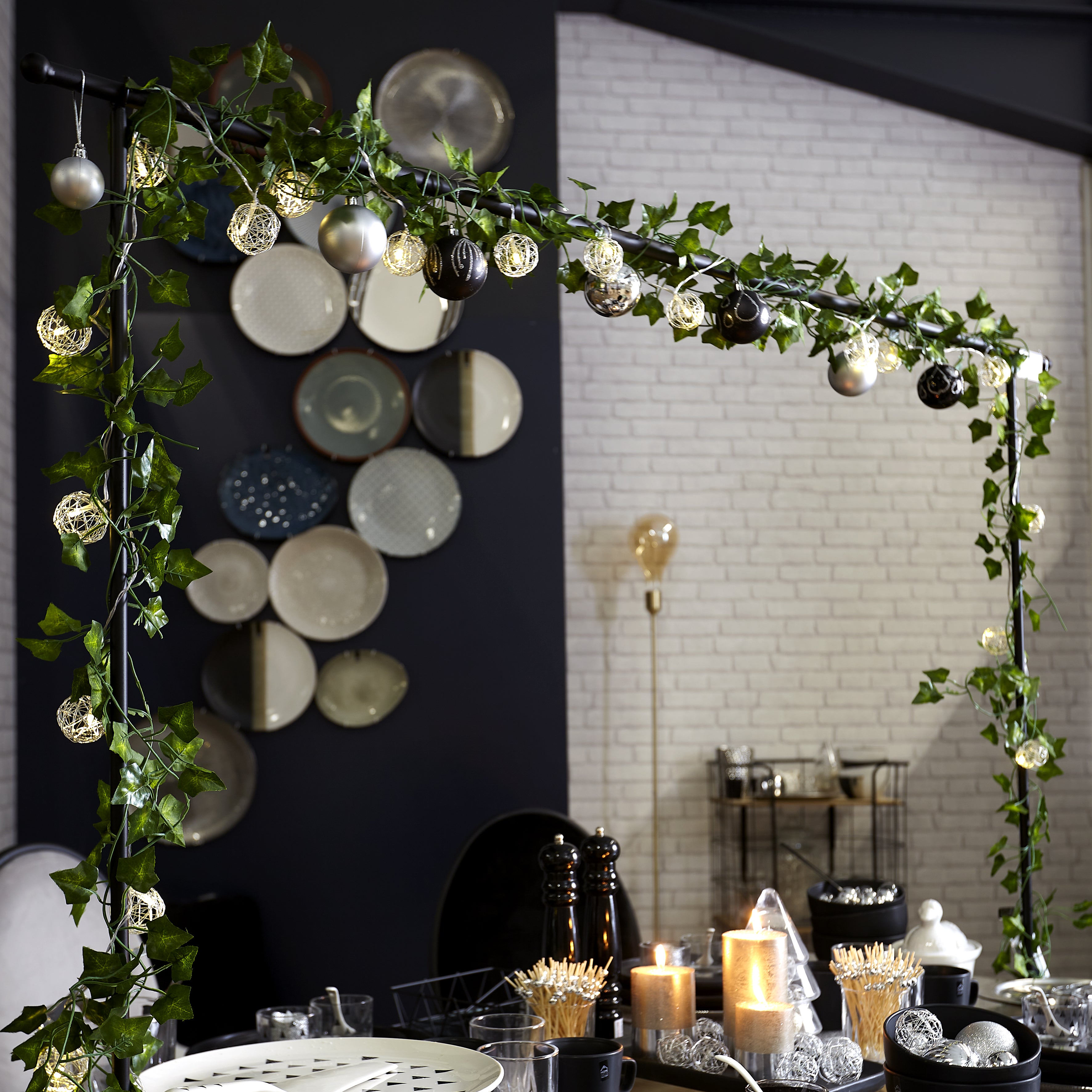 BARRE DECO DE TABLE AJUSTABLE INT EXT NOIR