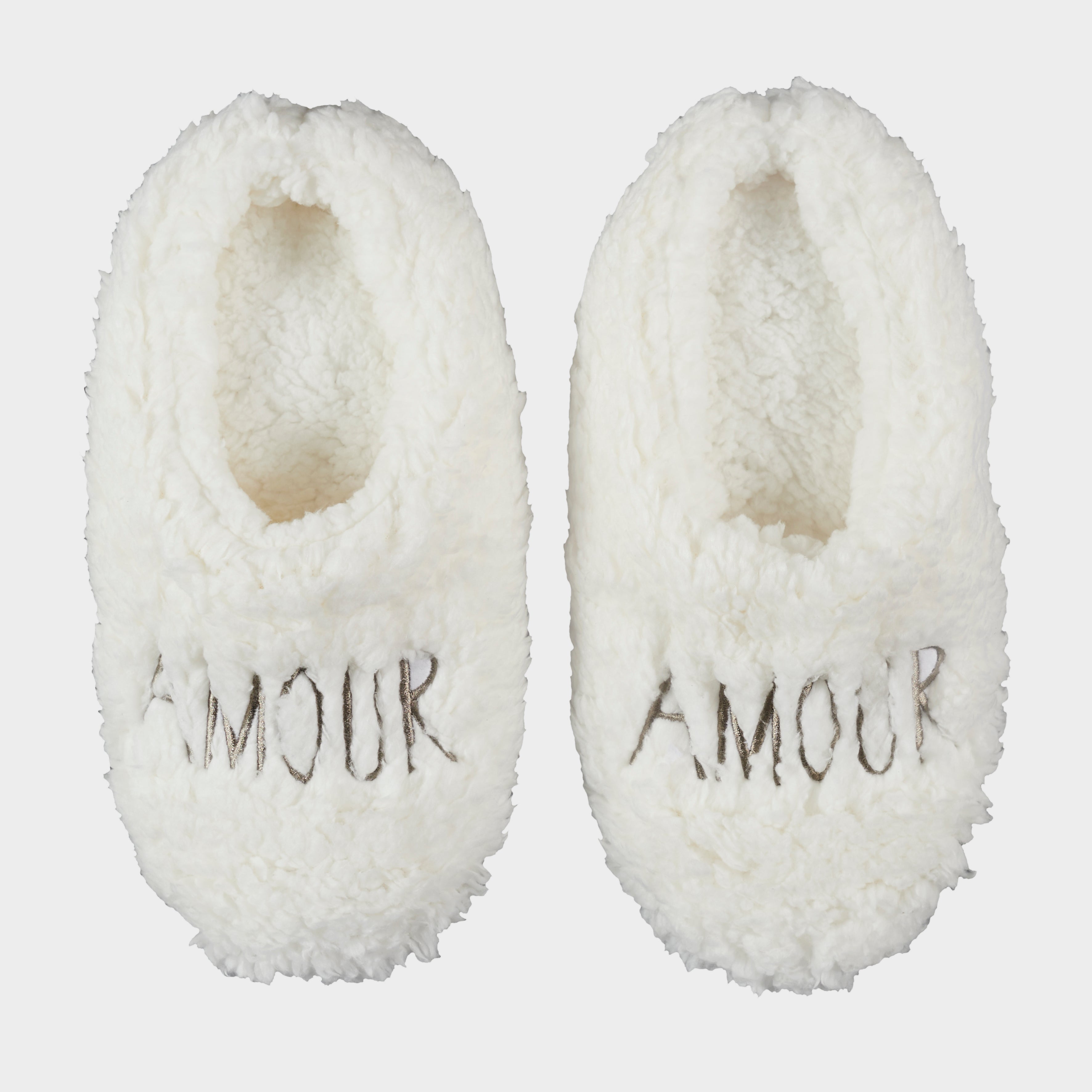 BALLERINES SHERPA AVEC BRODERIE AMOUR