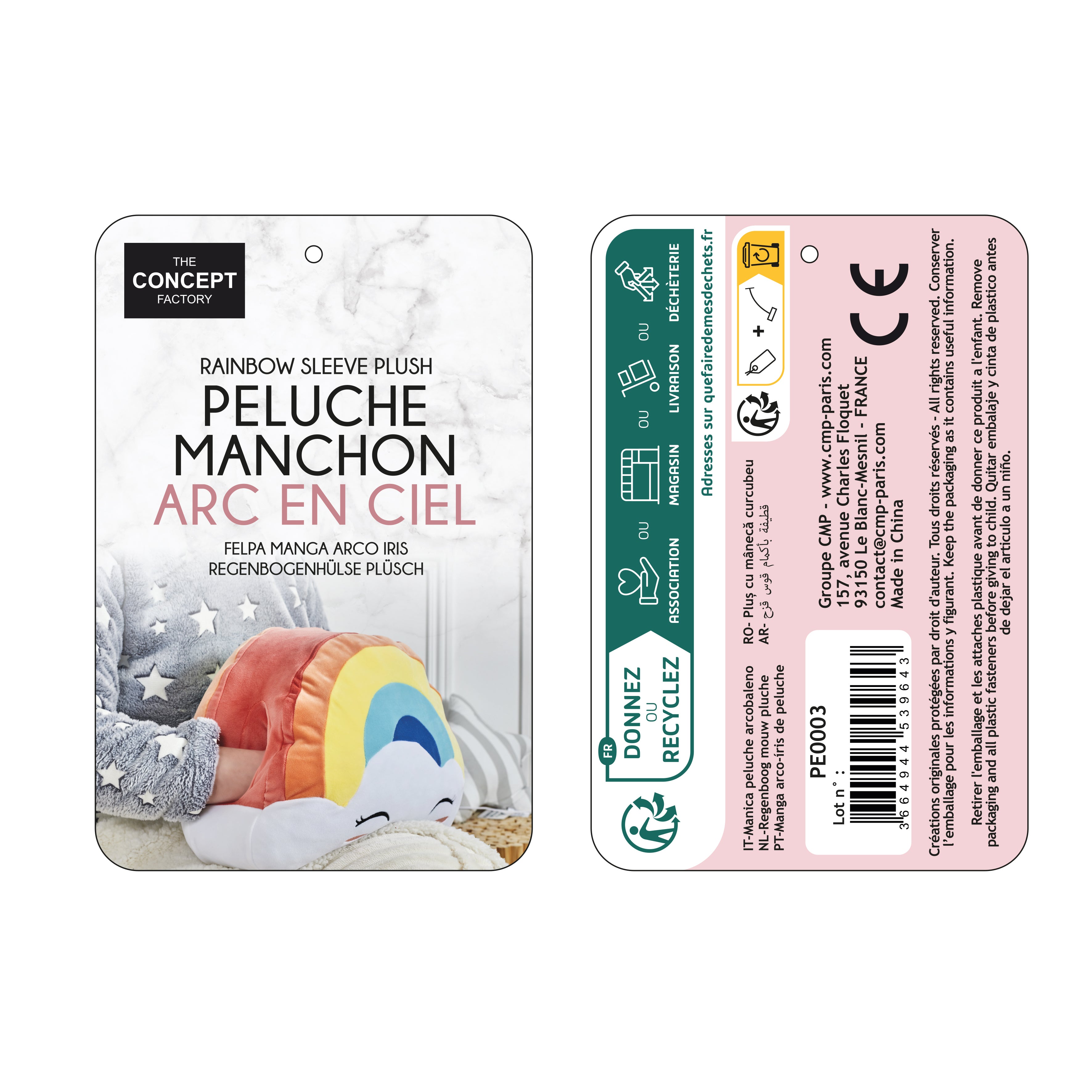 PELUCHE MANCHON ARC EN CIEL KAWAII