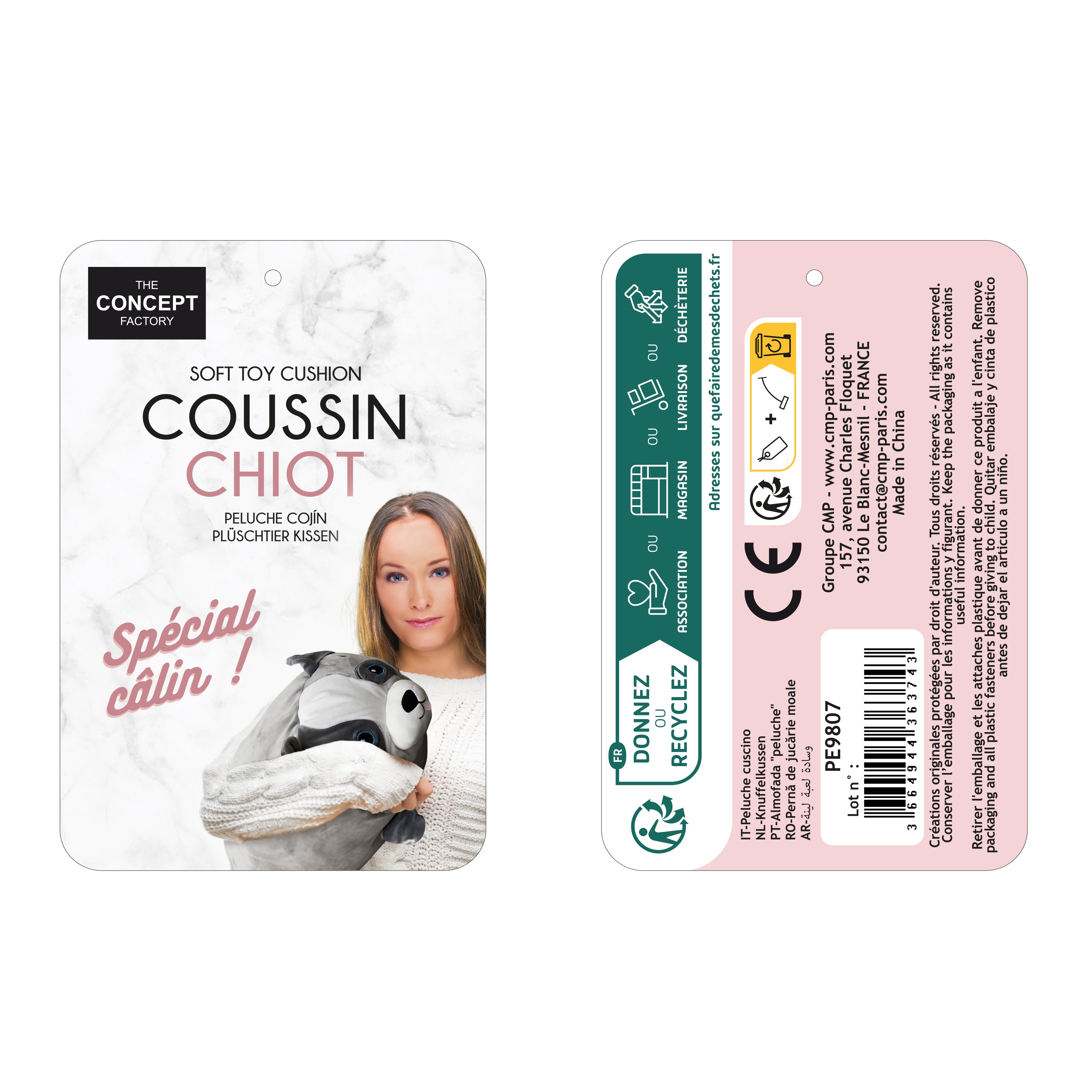 PELUCHE COUSSIN CHIEN KAWAII 3OCM