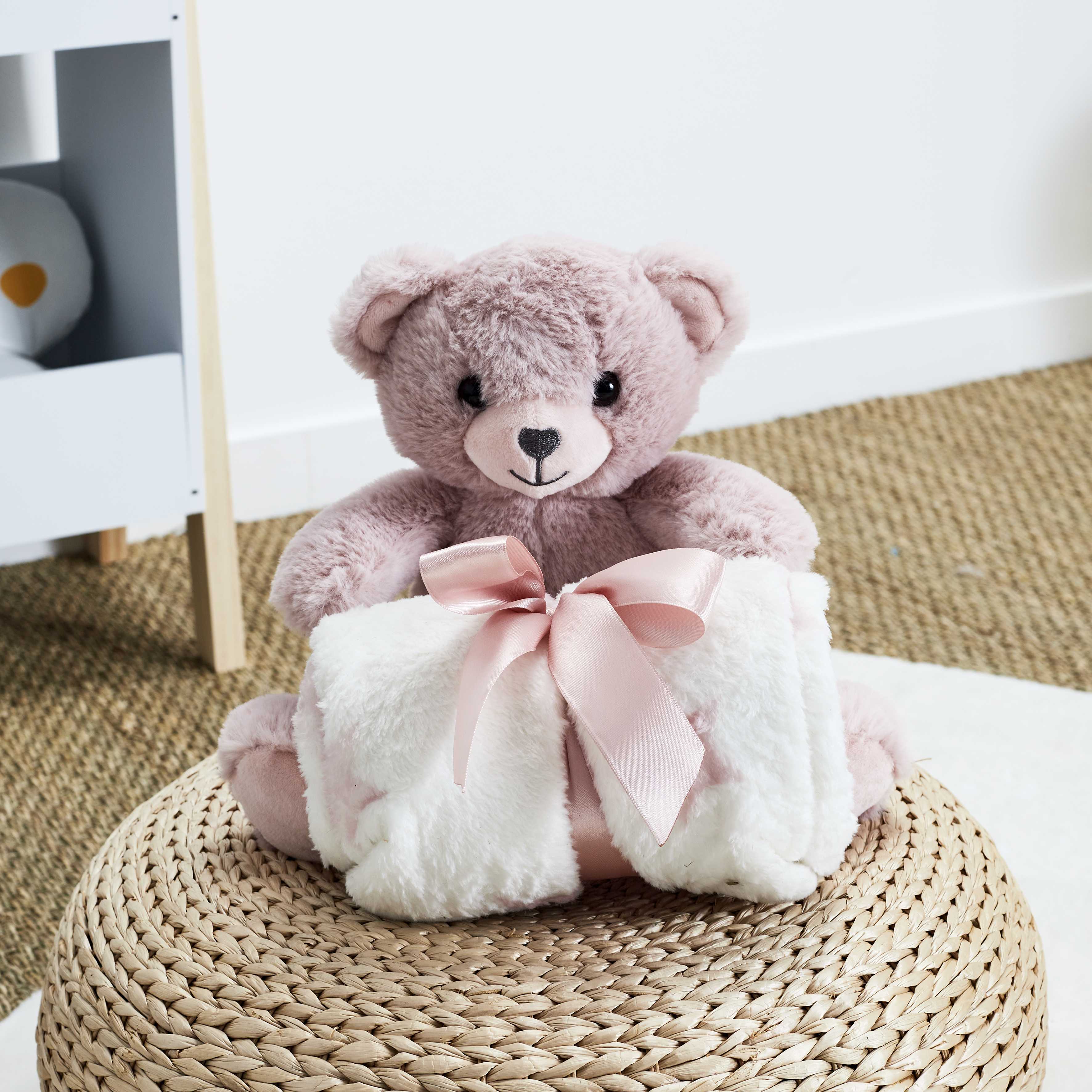 PELUCHE OURS 20CM PLAID 70X70CM