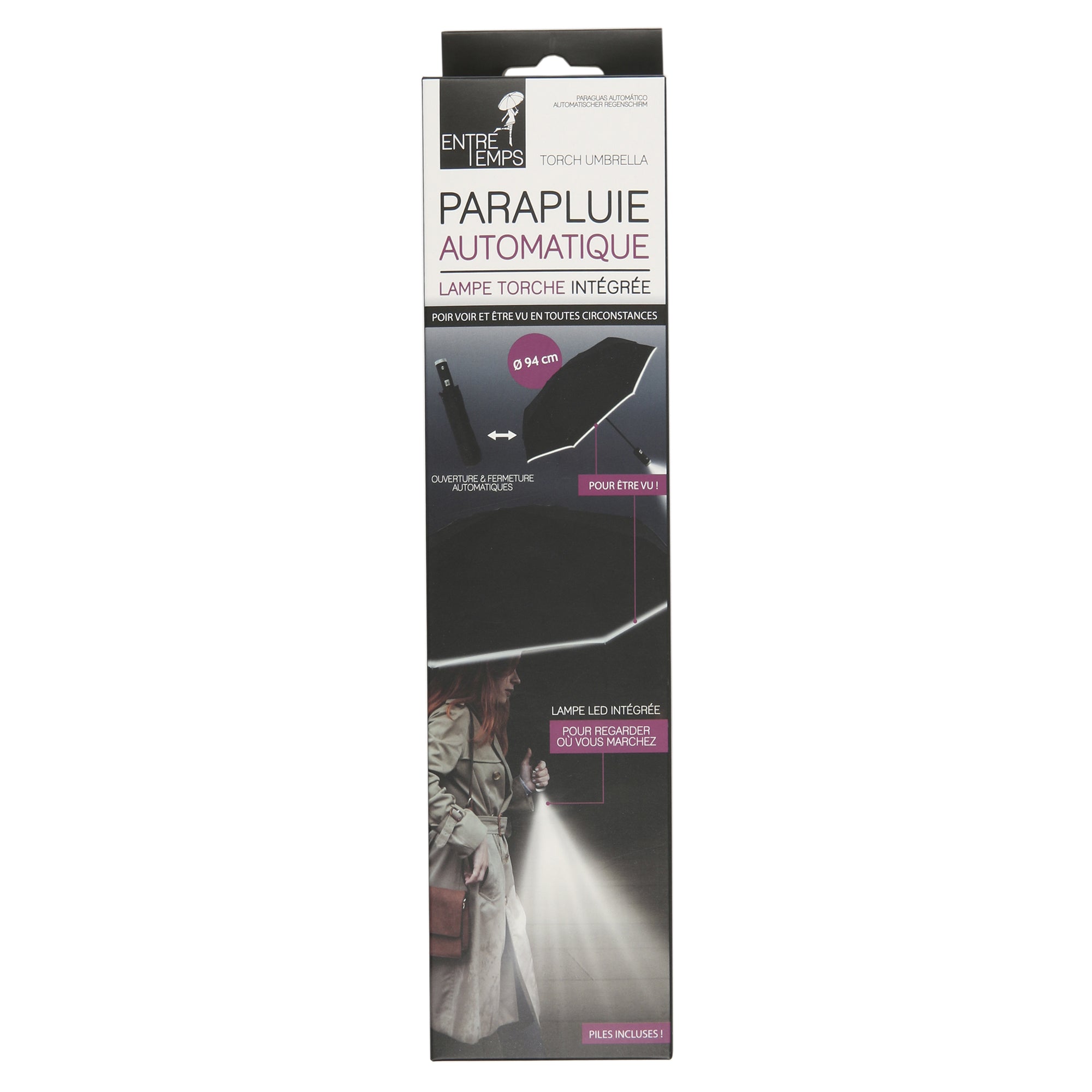 PARAPLUIE TORCHE OUVERTURE ET FERMETURE AUTO