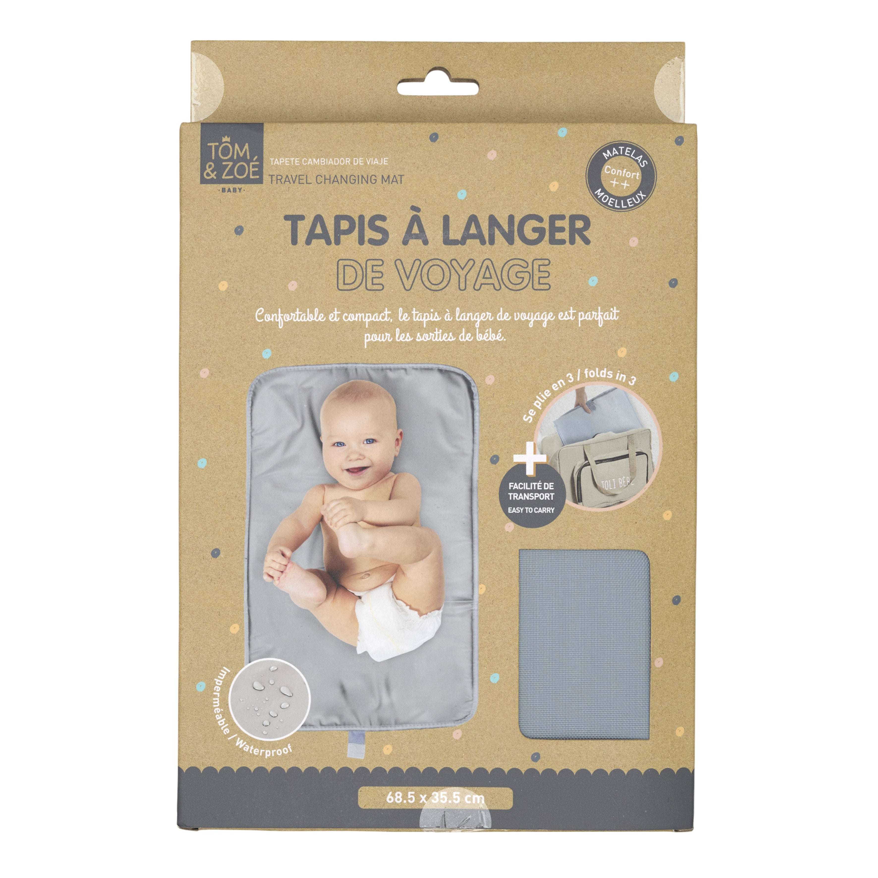 TAPIS A LANGER DE VOYAGE 68.5X35.5CM