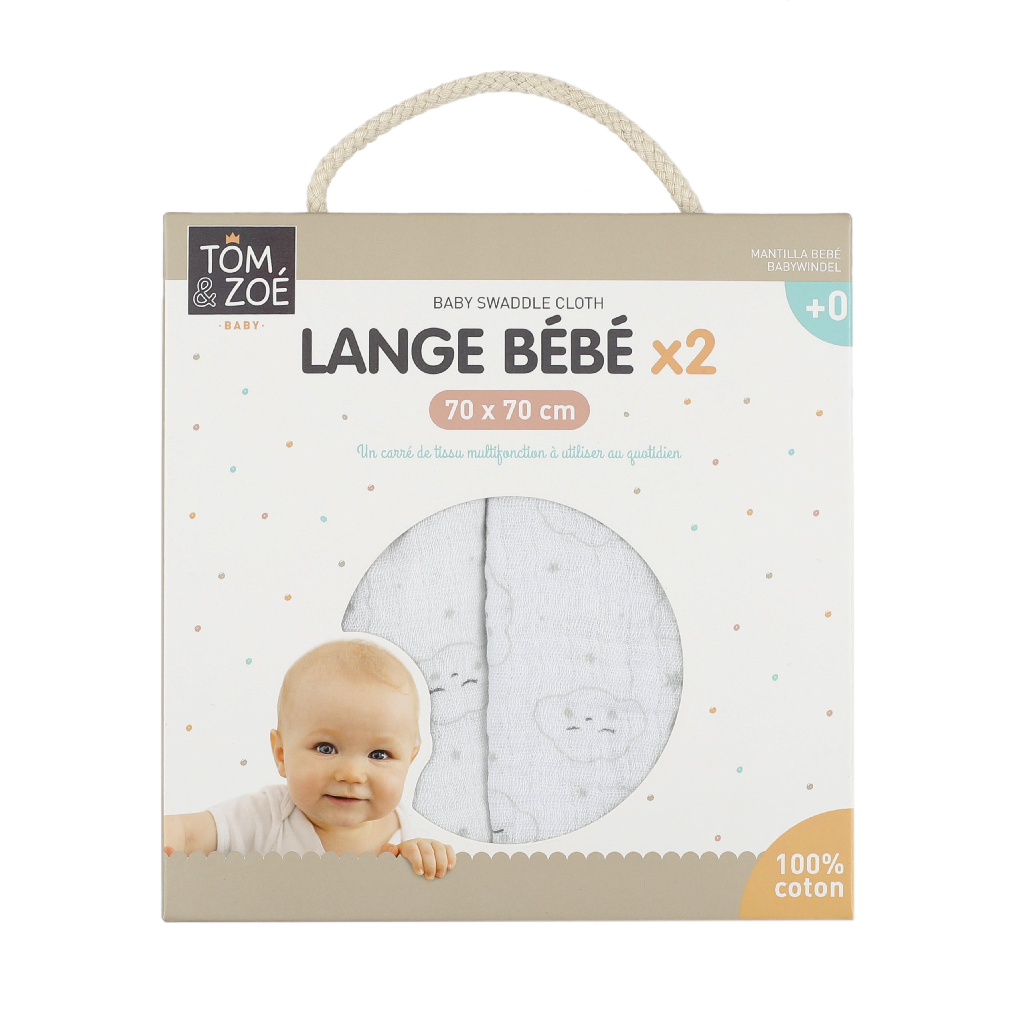 LANGE BEBE COTON 70X70CM X2