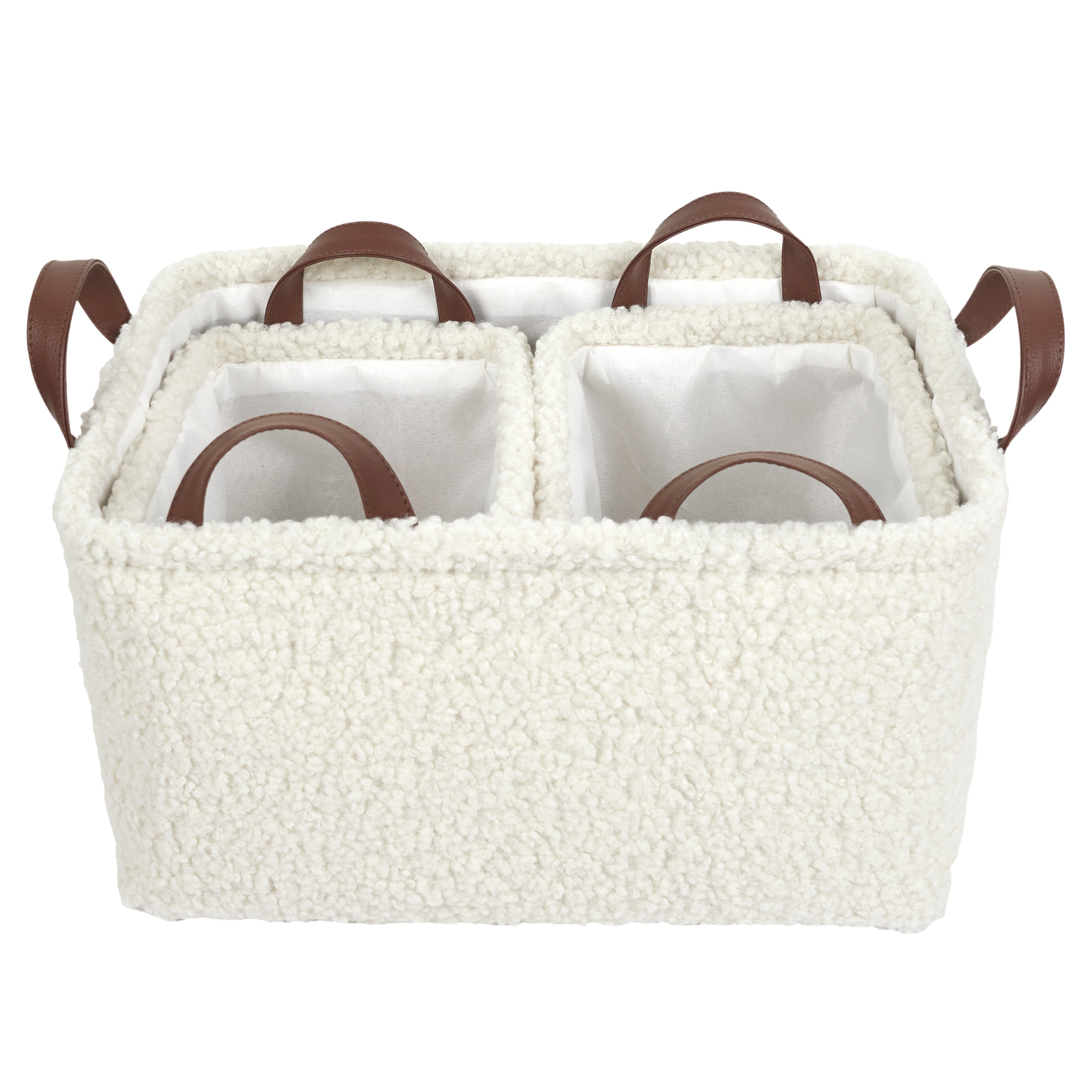 PANIER RANGEMENT BLANC BOUCLETTE X3 H20CM