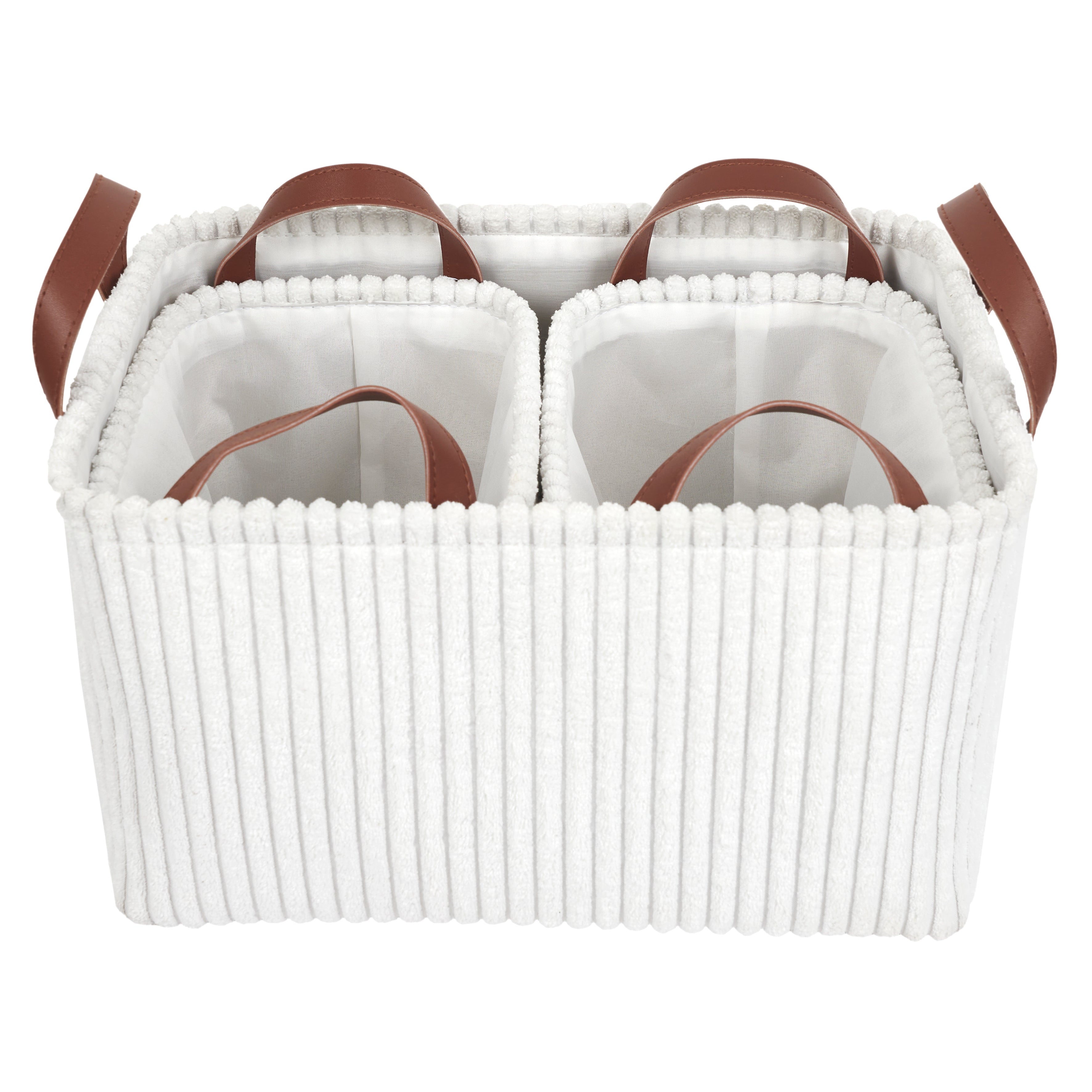 PANIER RANGEMENT BLANC VELOURS COTELE X3 H20CM