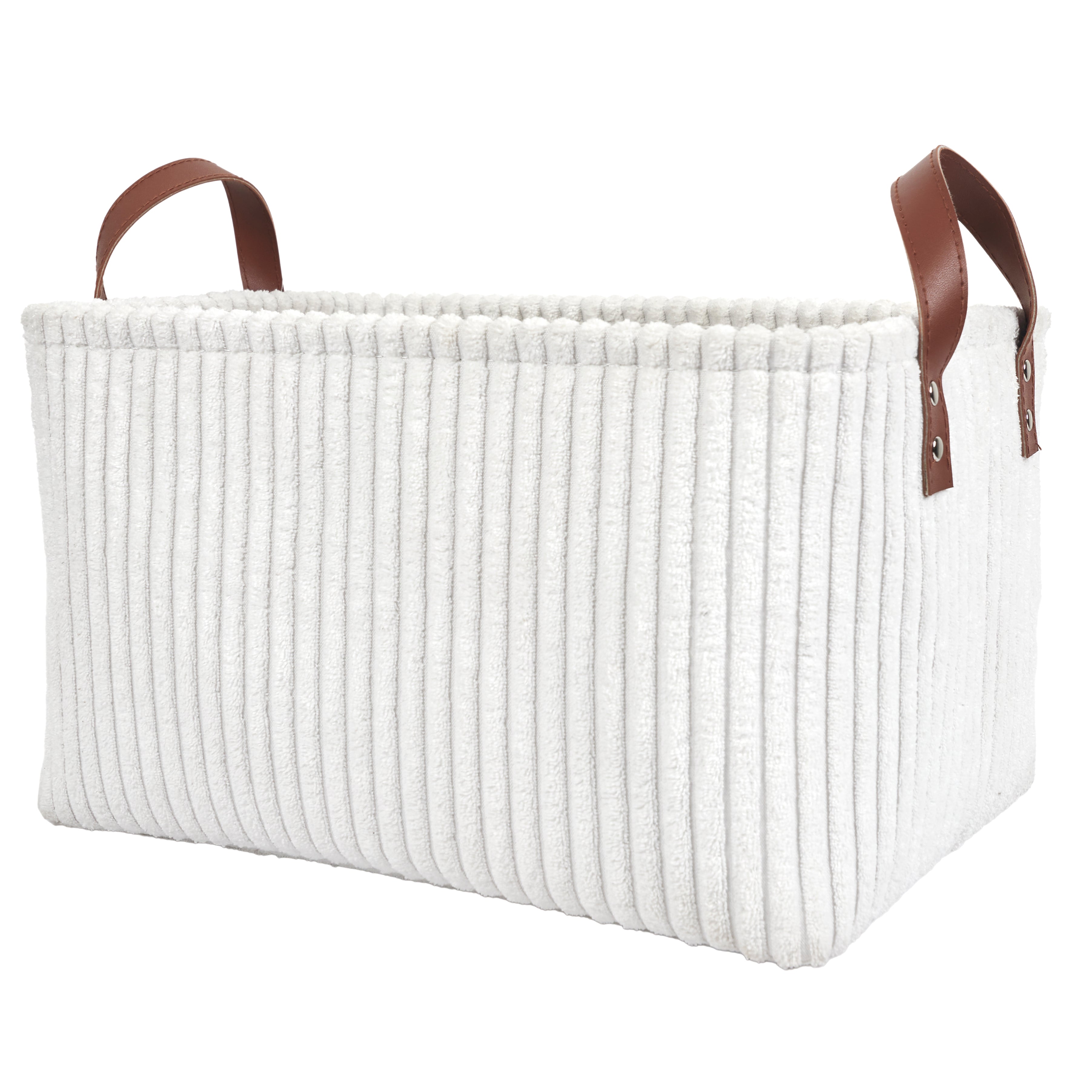 PANIER RANGEMENT BLANC VELOURS COTELE X3 H20CM